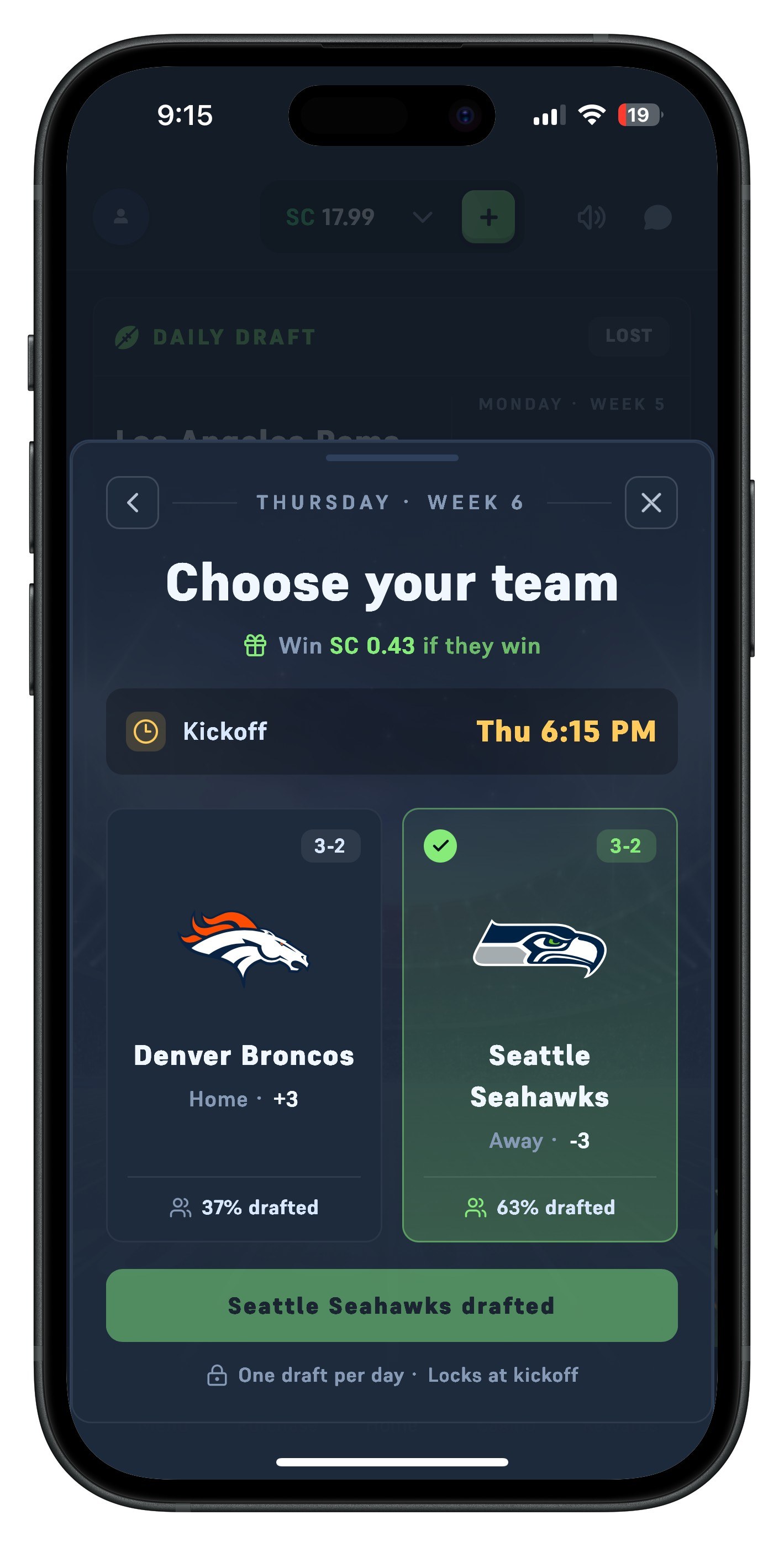 Acebet Daily Draft DEN at SEA