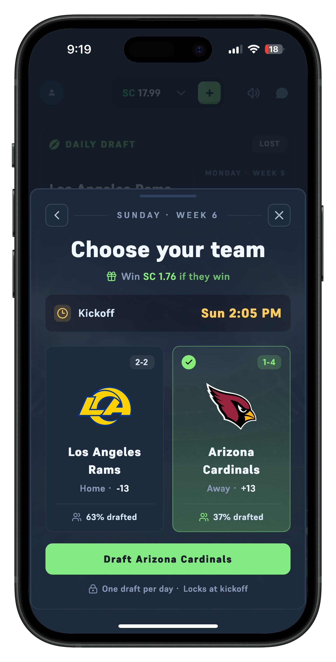 Acebet Daily Draft LAR at ARI