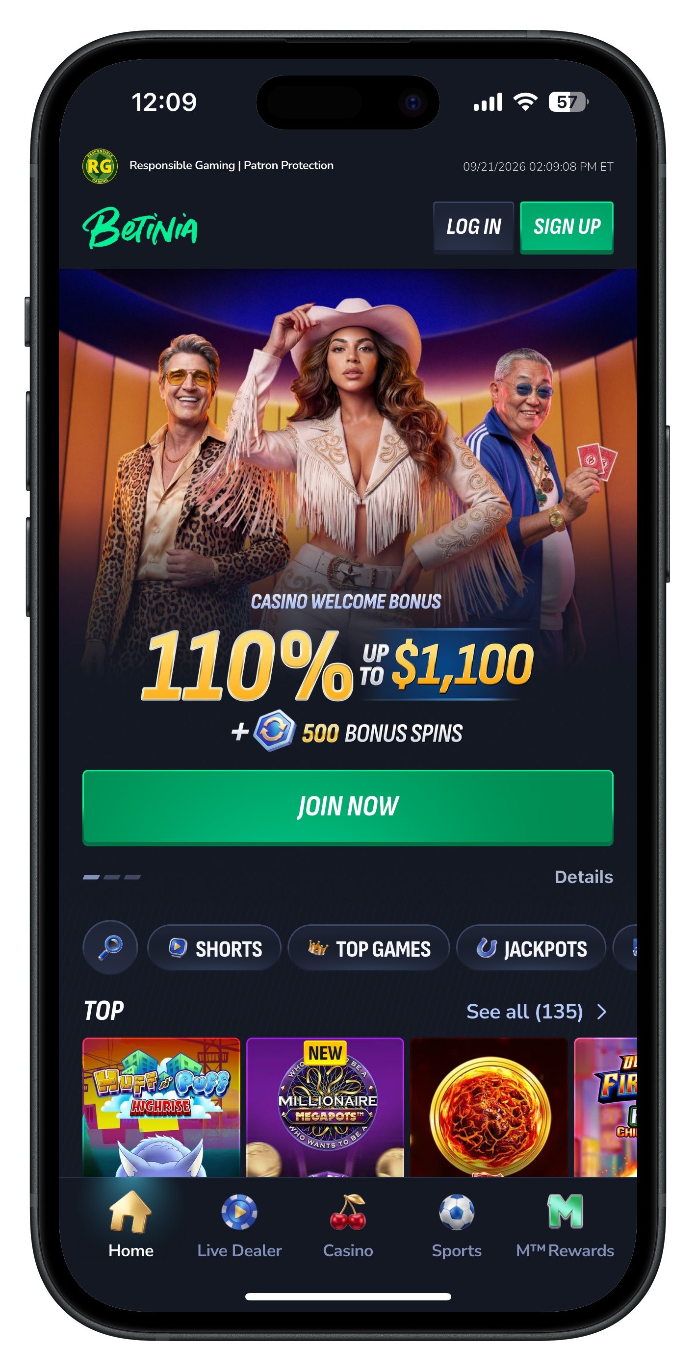 Betinia Casino Home