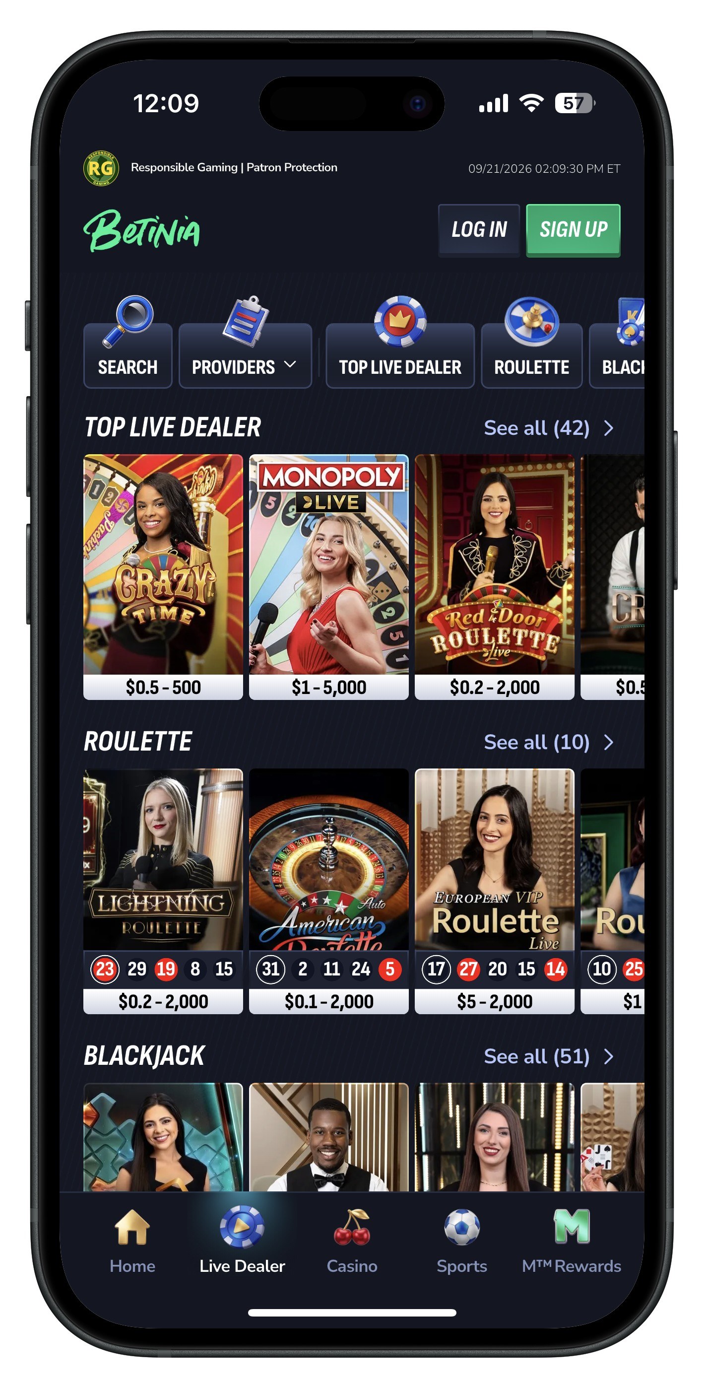Betinia Live Dealer Games
