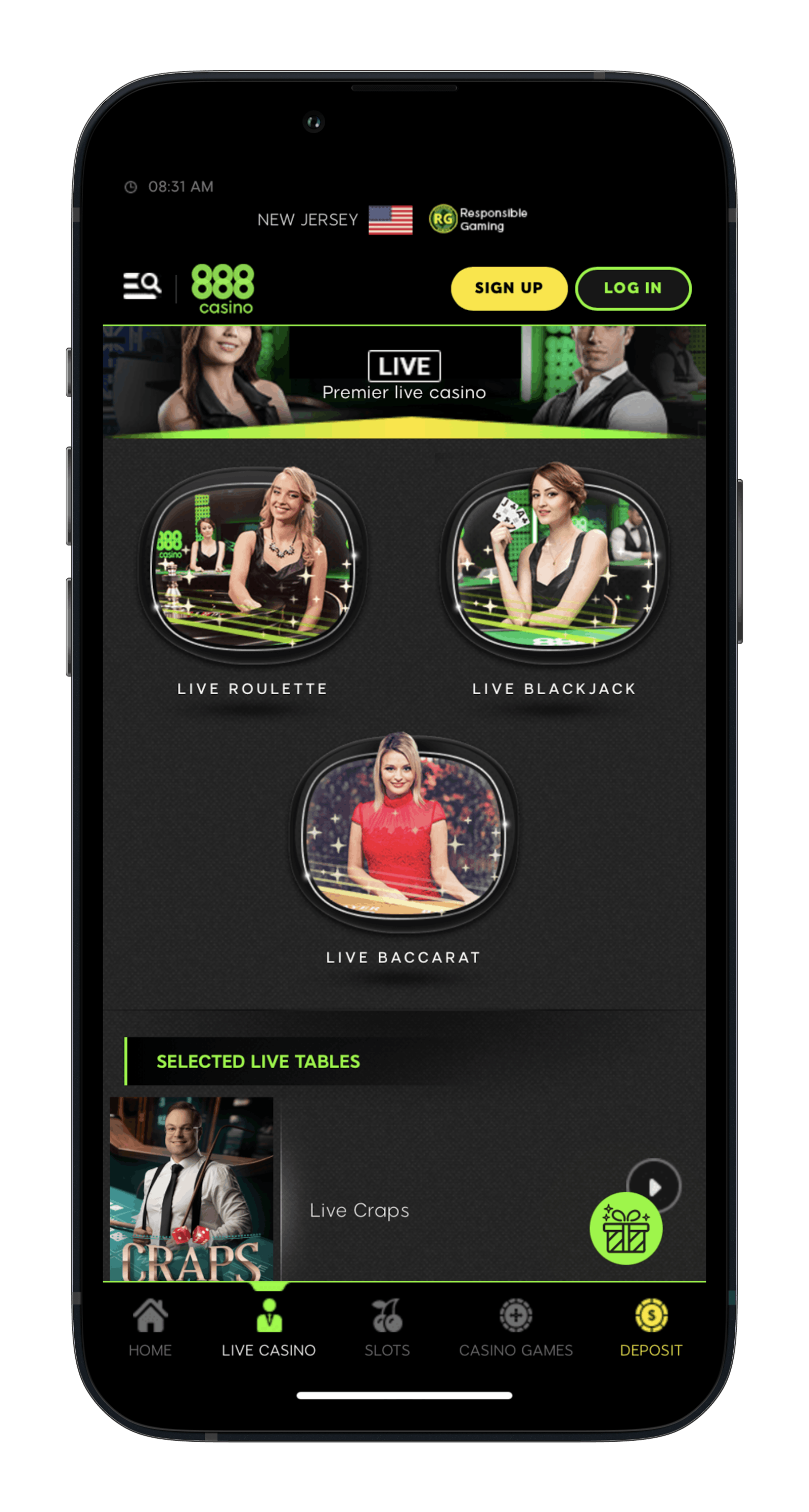 888casino live dealer