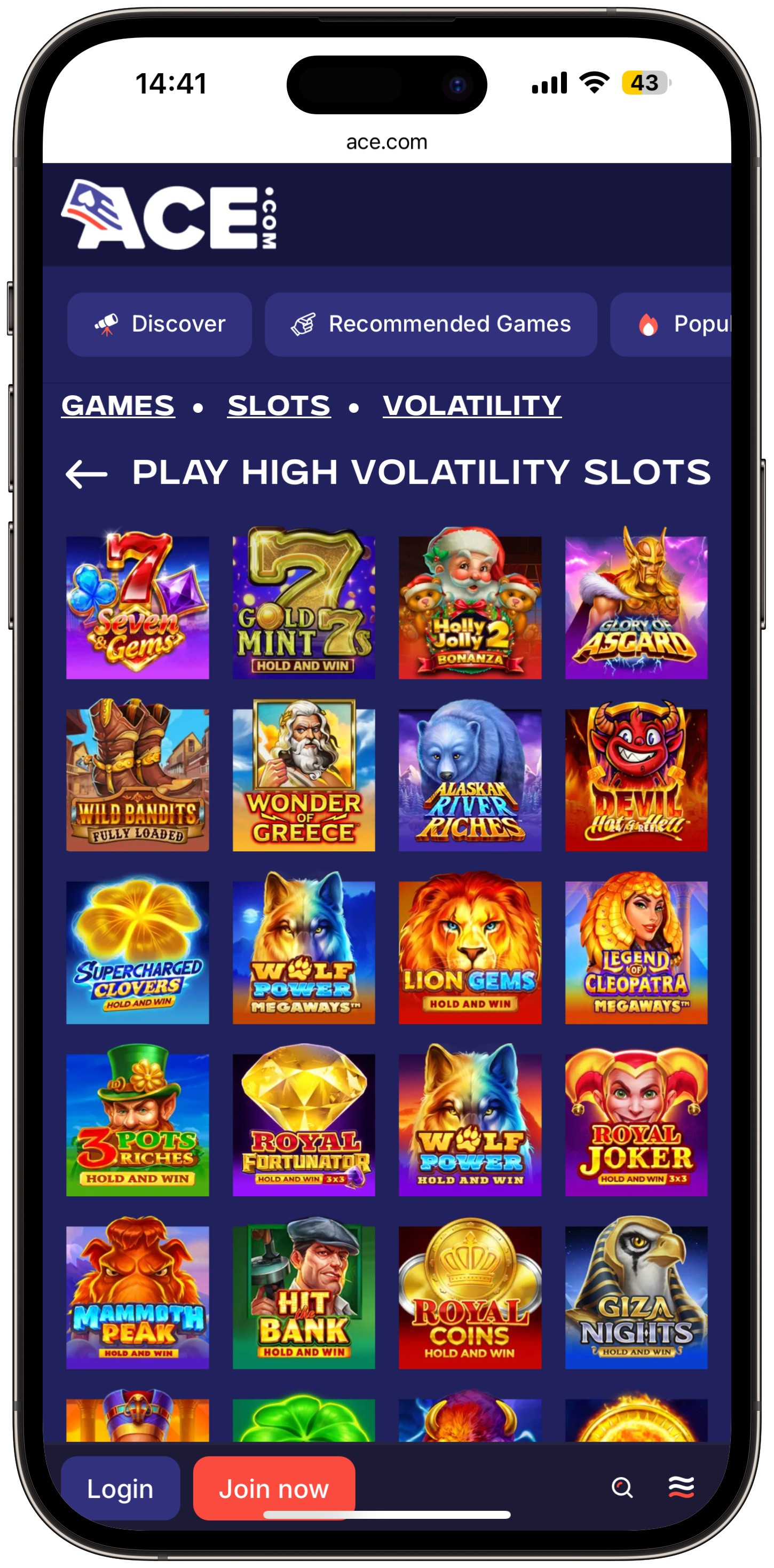 ACE High Volatility Slots