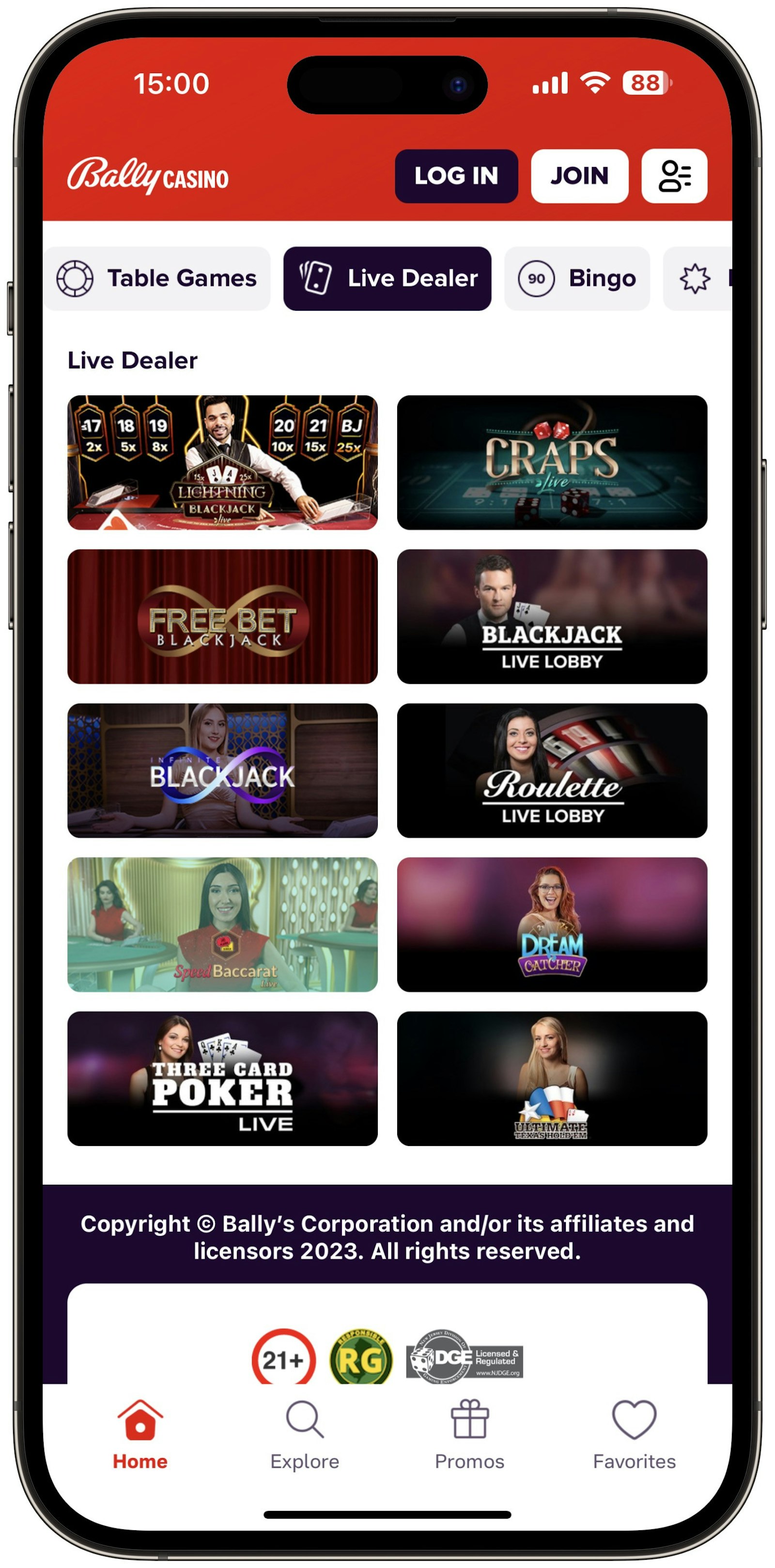 Bally Casino Live Dealer