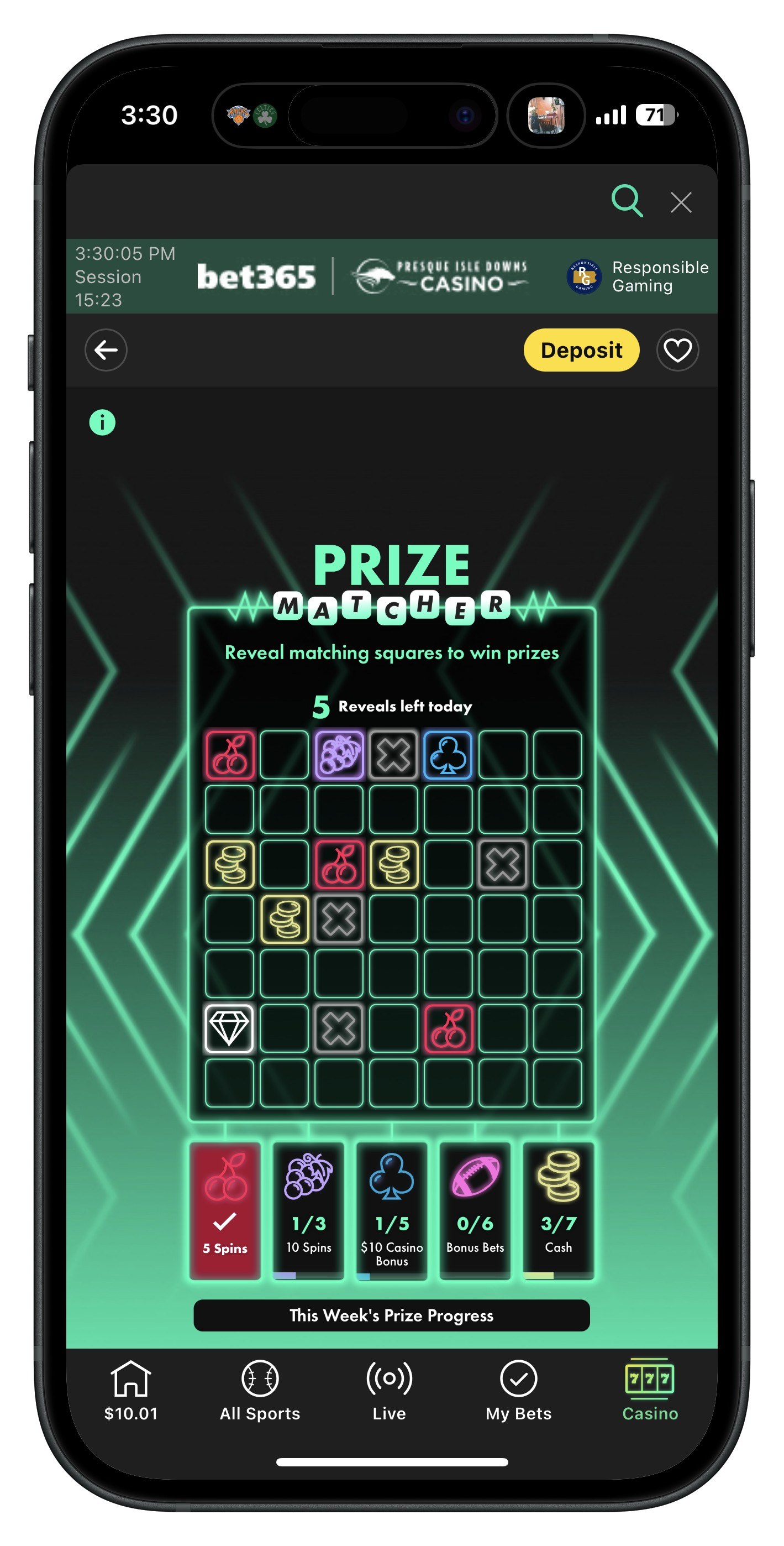 Bet365 Casino Prize Matcher