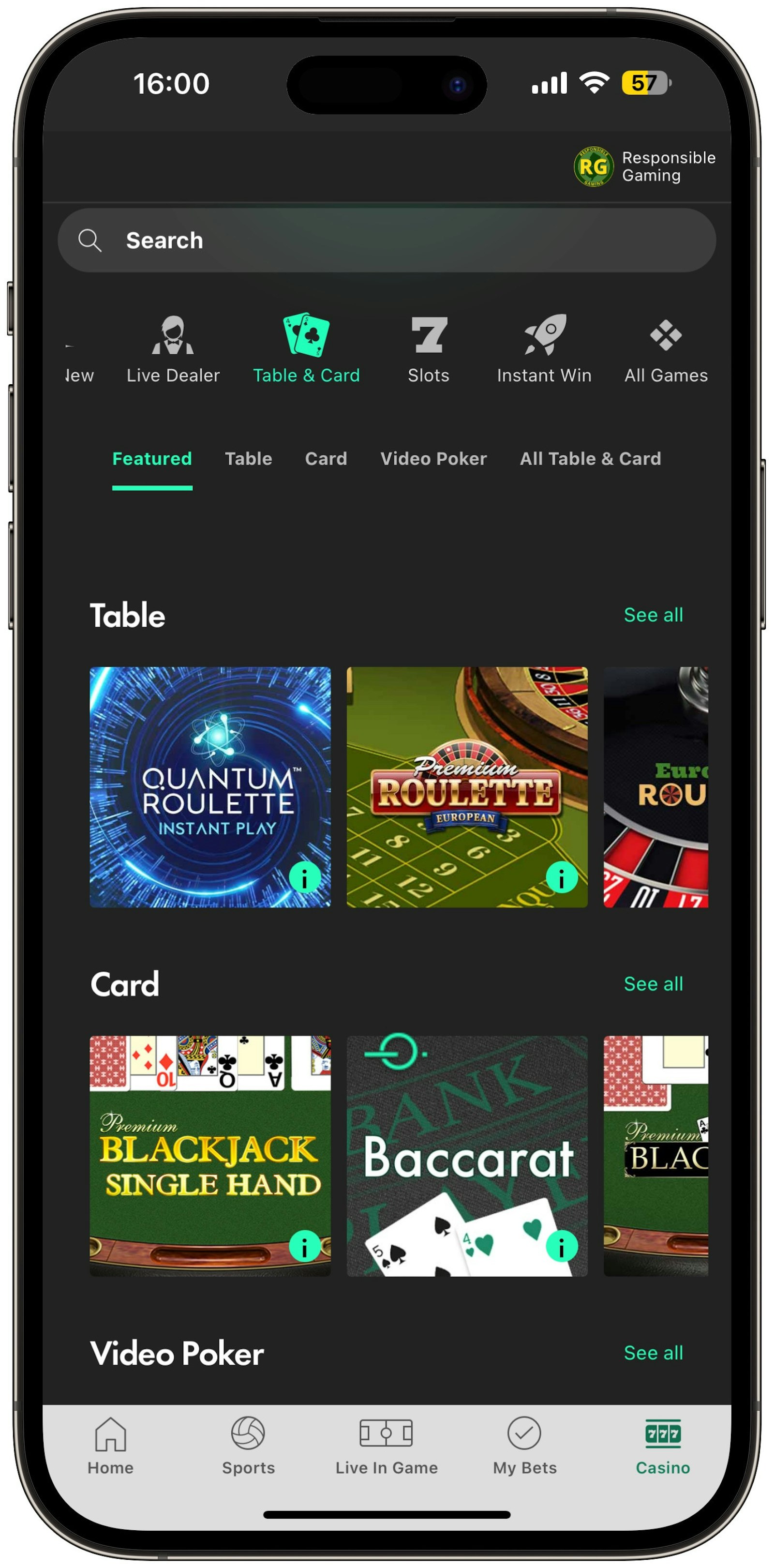 Bet365 Casino Table Games