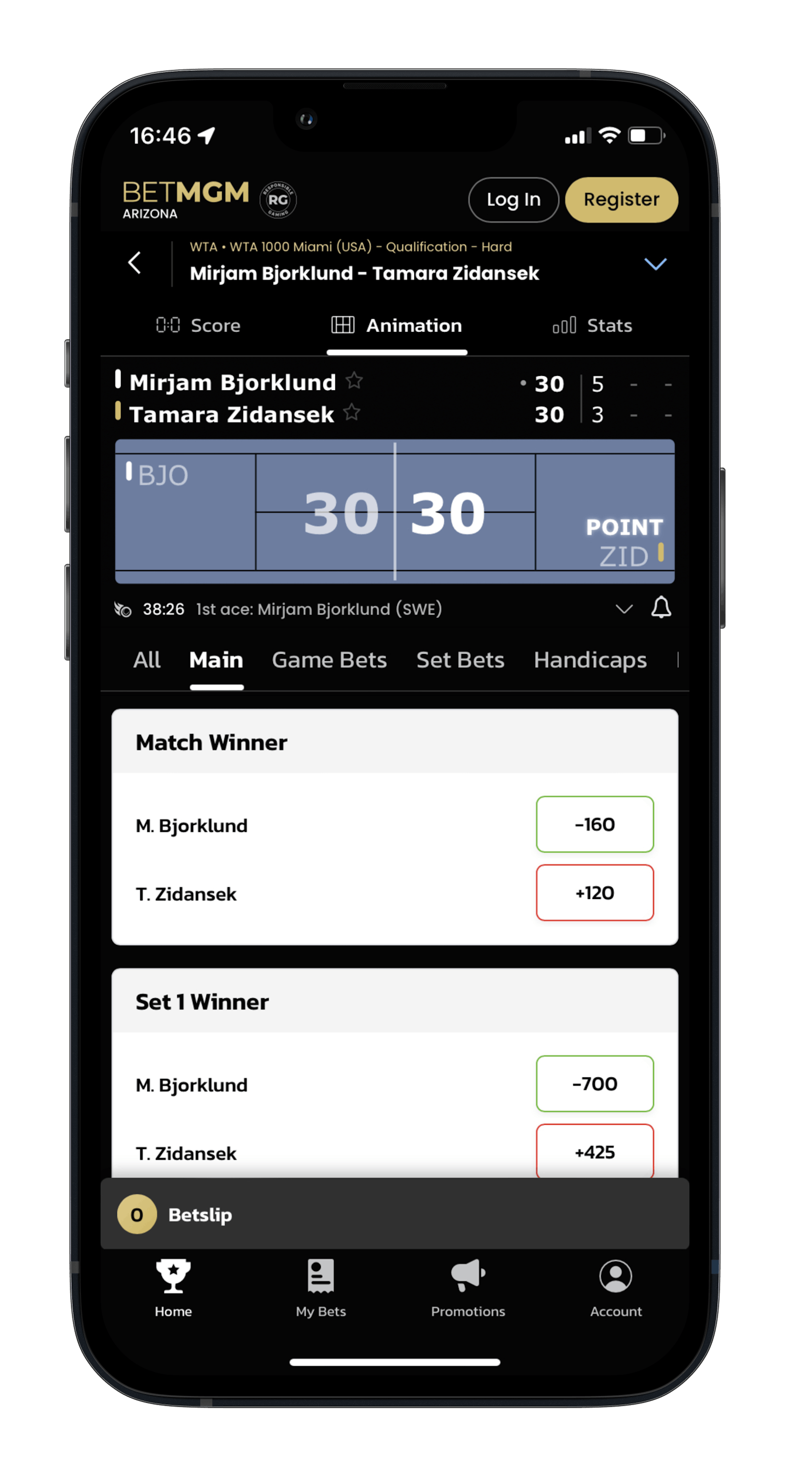 BetMGM Live Tennis Betting