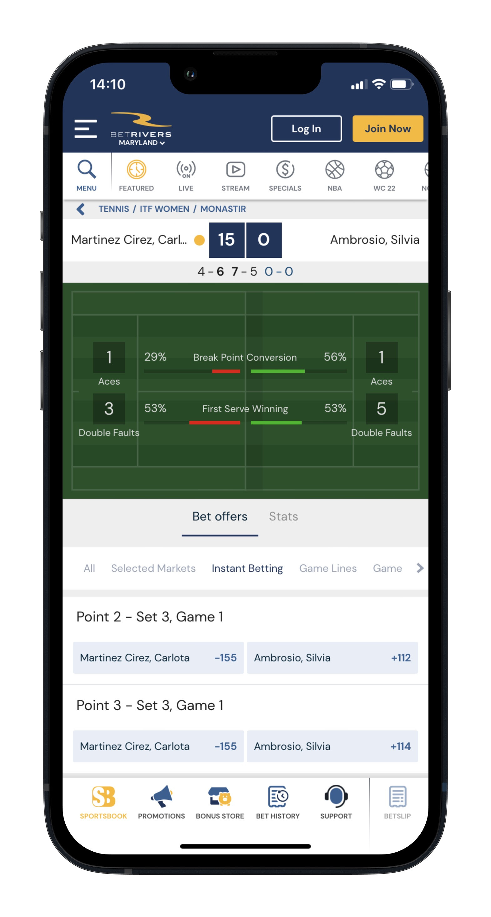 Betrivers Live Tennis Betting