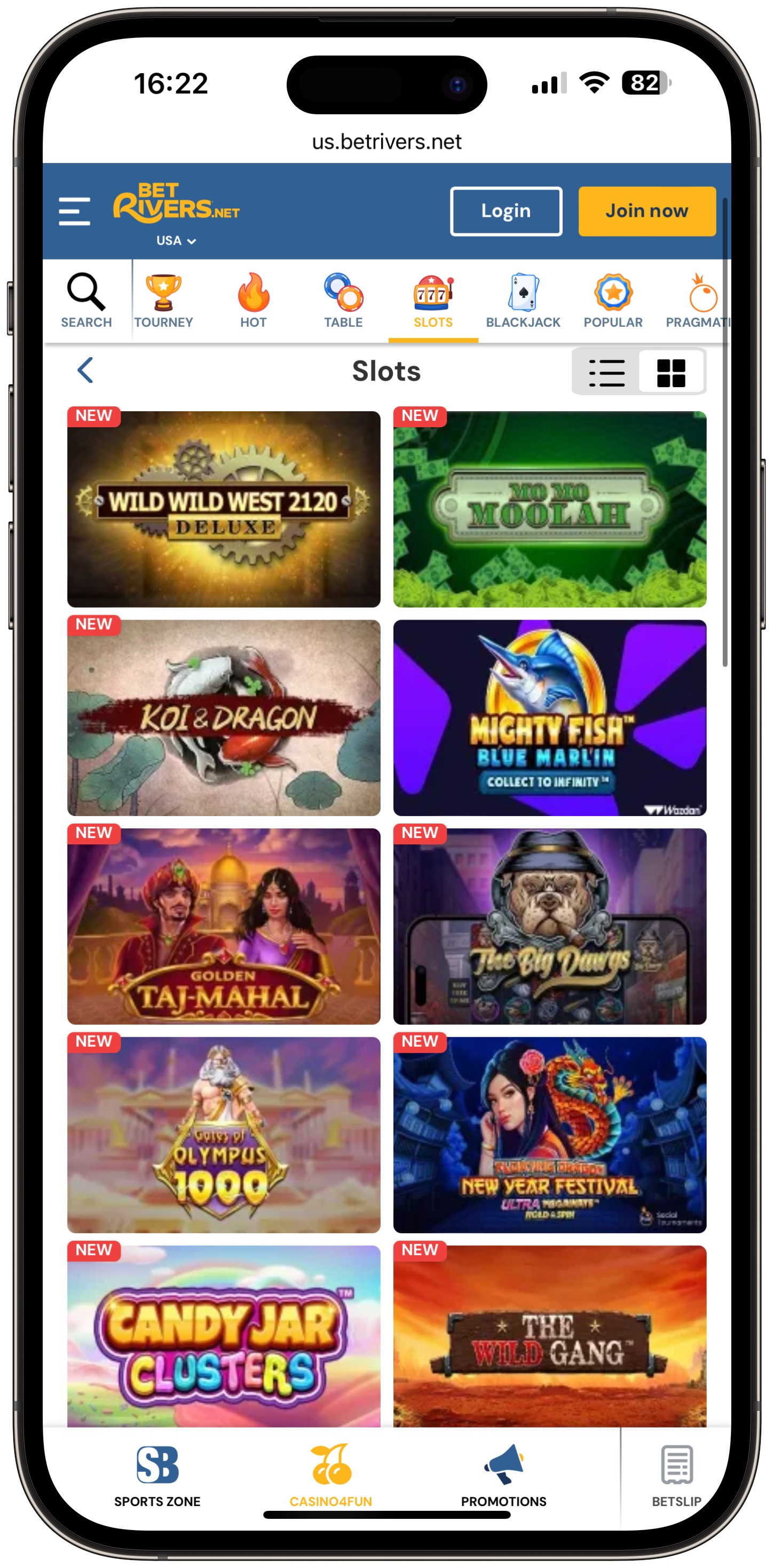 Betrivers net Slots Mobile