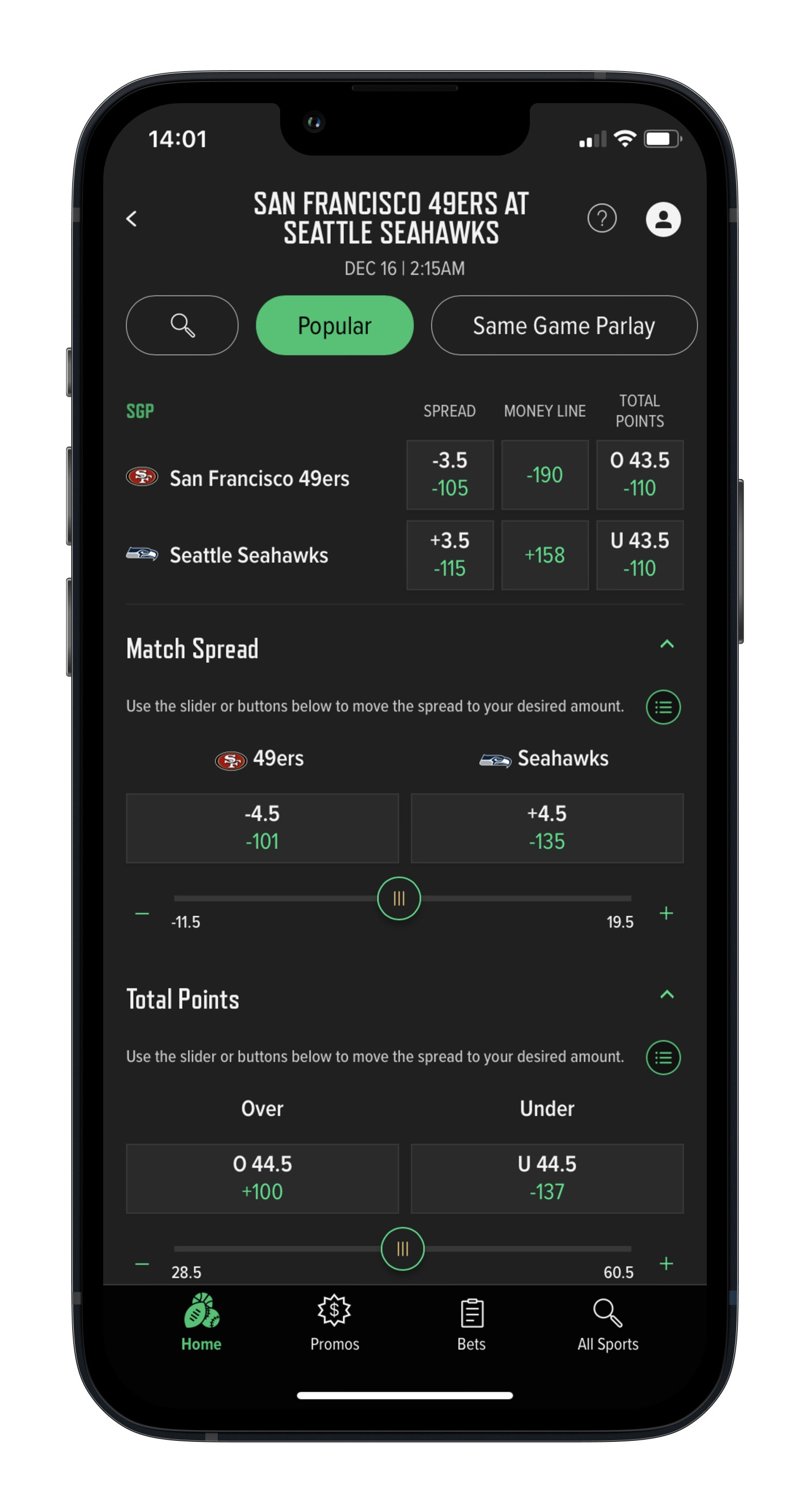Caesars Sportsbook NFL Betting Markets
