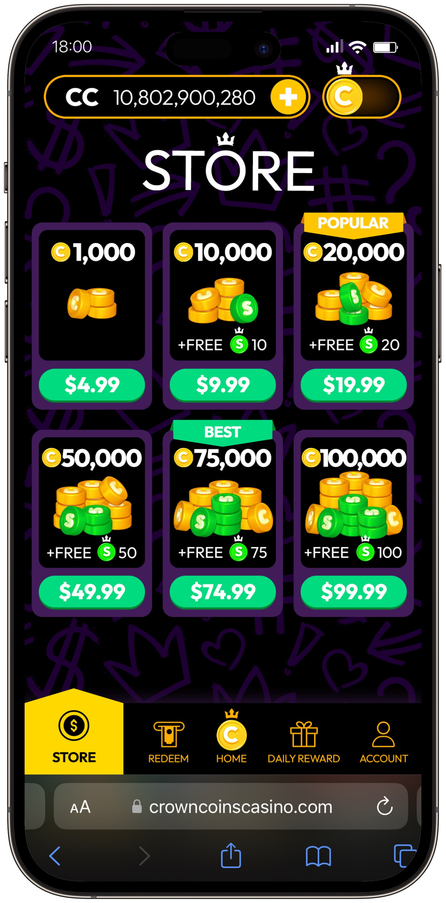 Crown Coins Casino Store