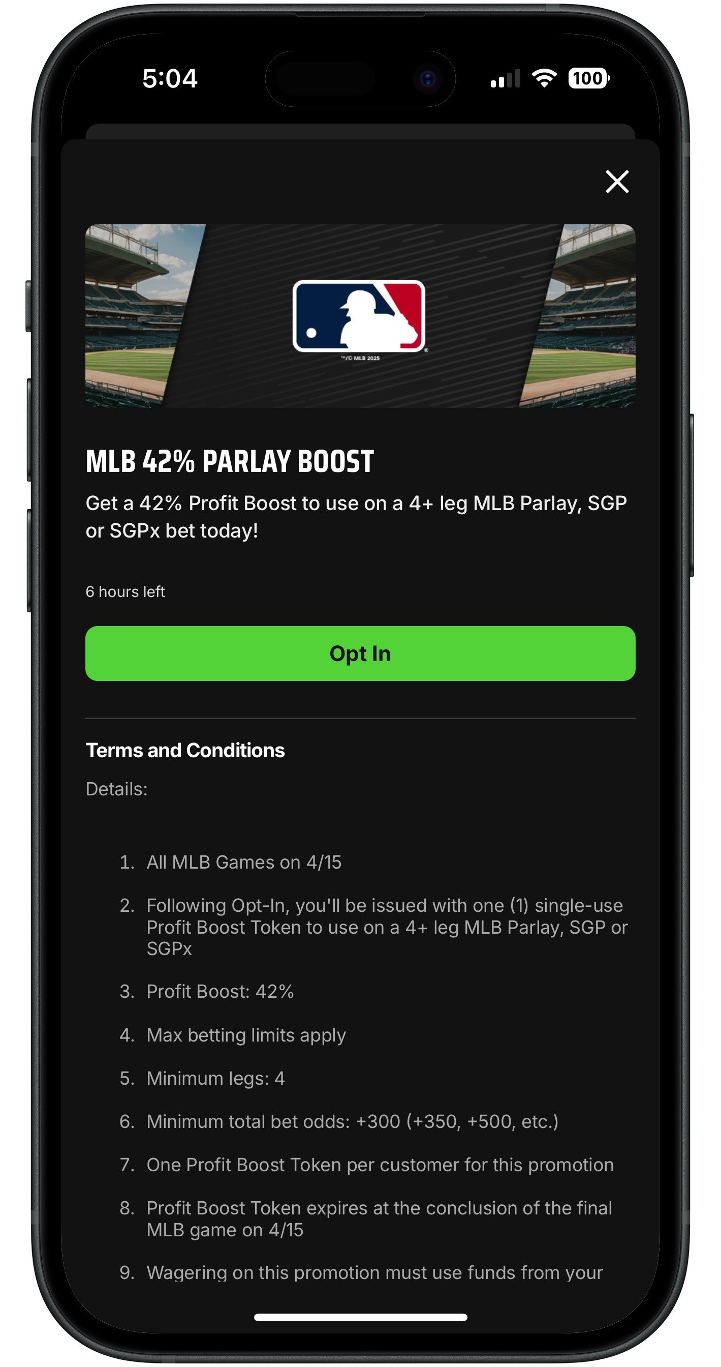 DraftKings MLB Parlay Boost