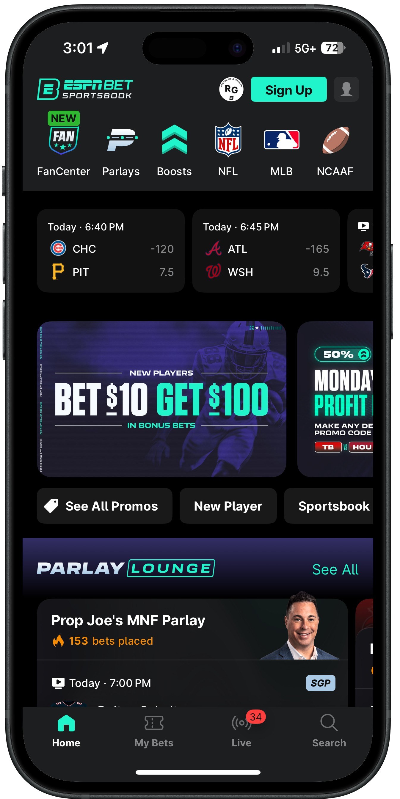 Espn bet app home