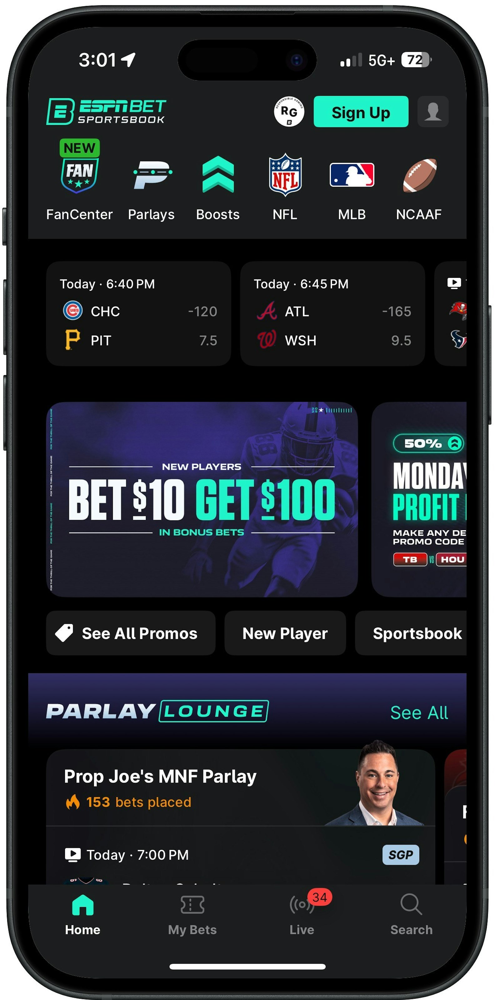 Espn bet app home
