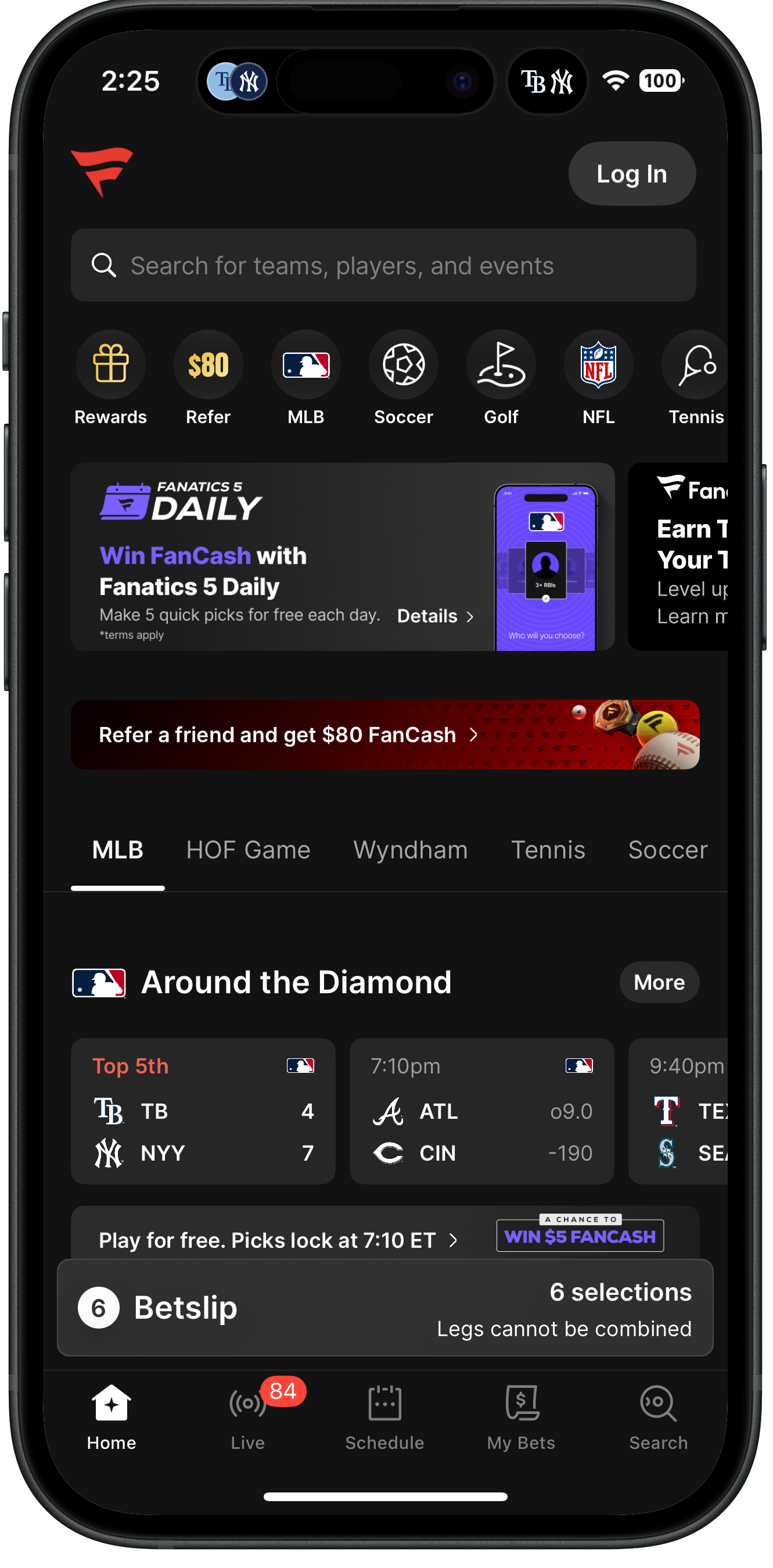 Fanatics Sportsbook App Home 2025