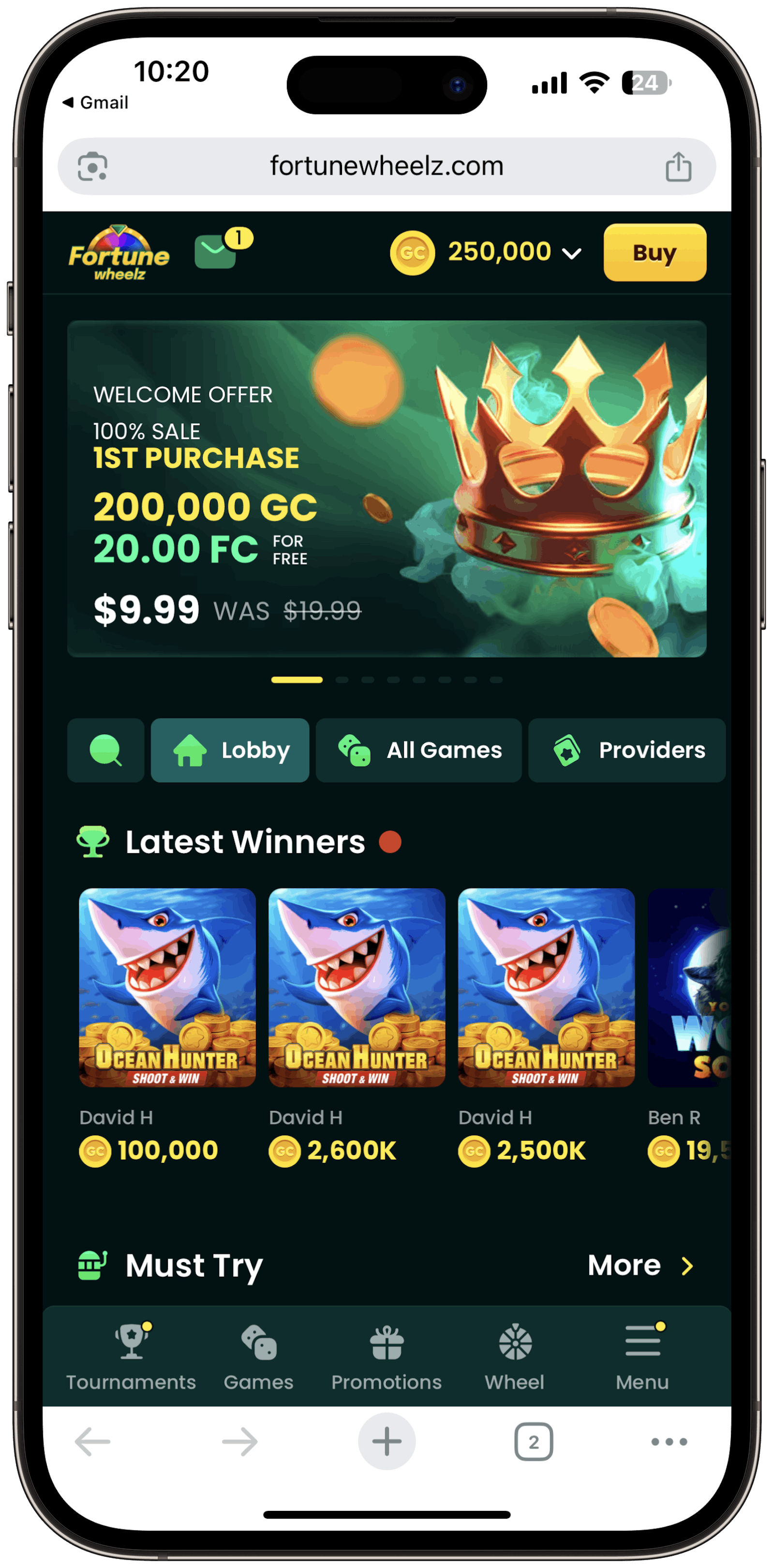 Fortune Wheelz Lobby