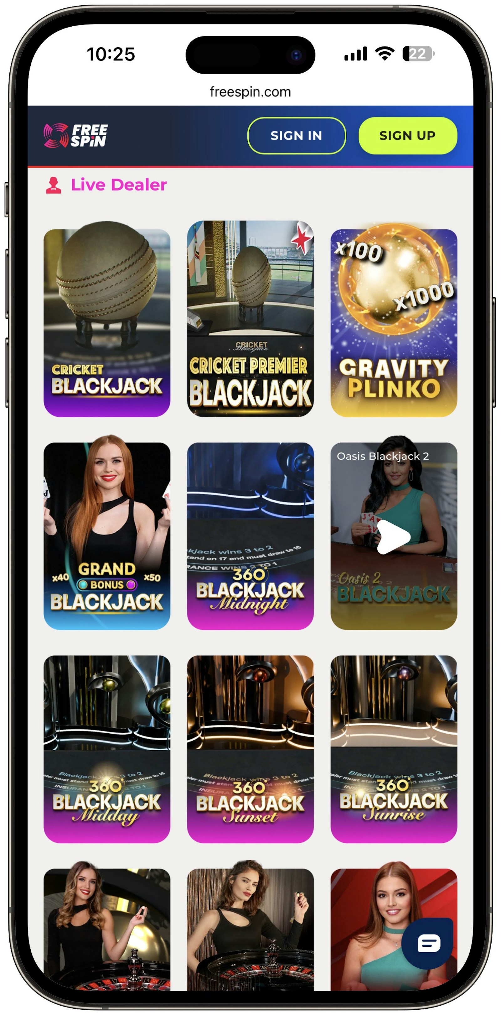 Freespin Live Dealers