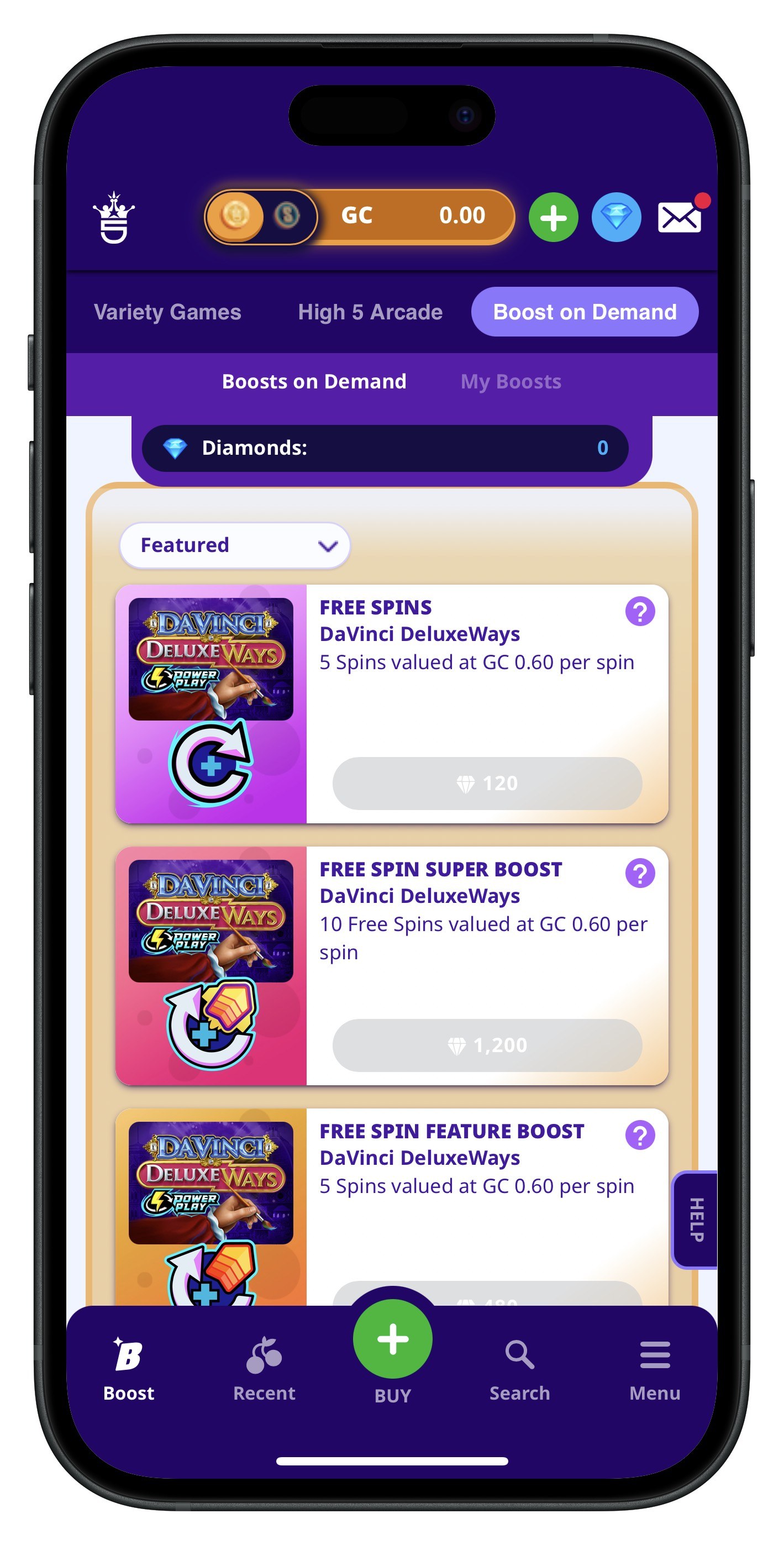 High 5 Casino Diamond Boosts