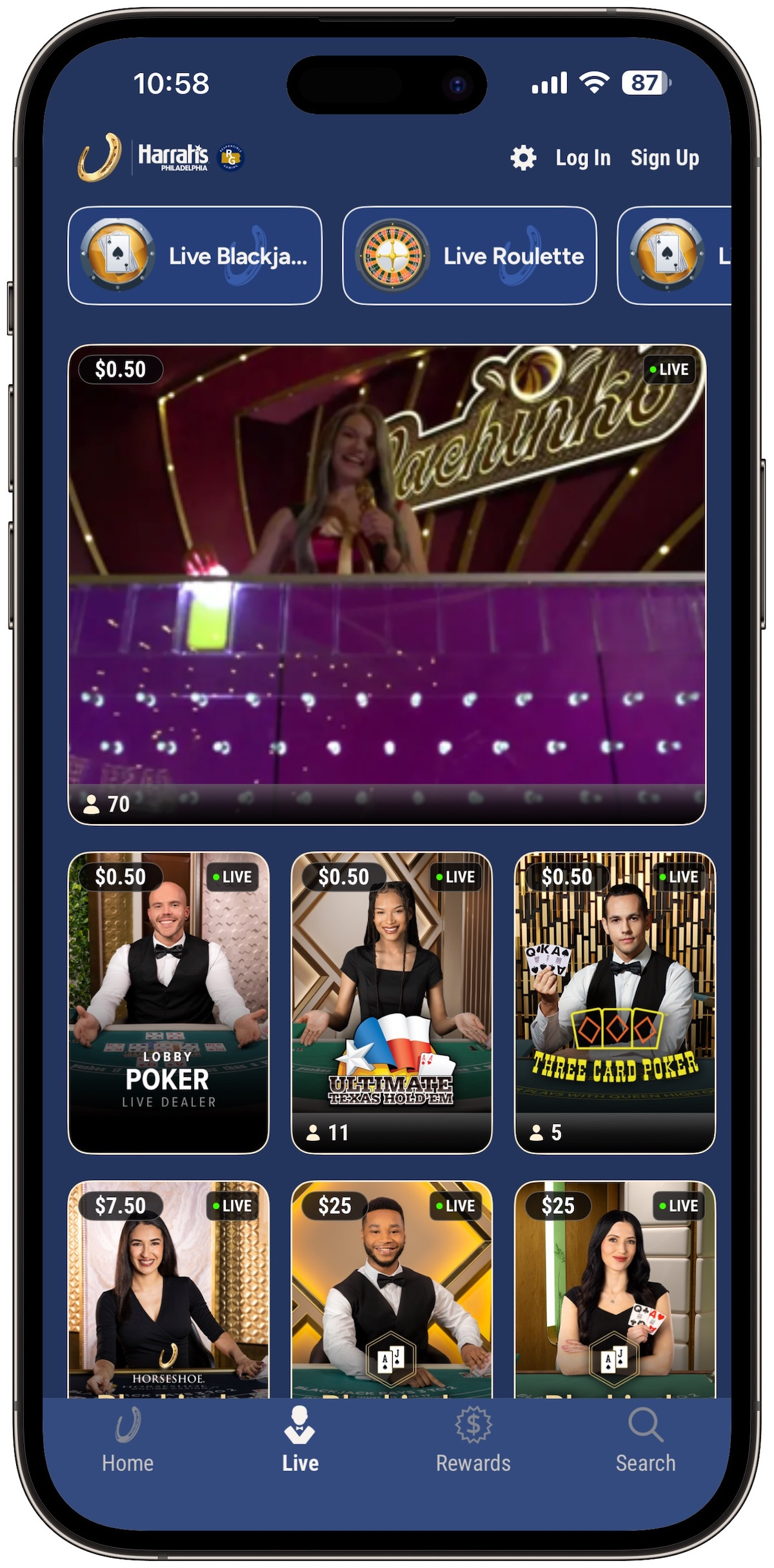 Horseshoe Online Casino Live Dealers