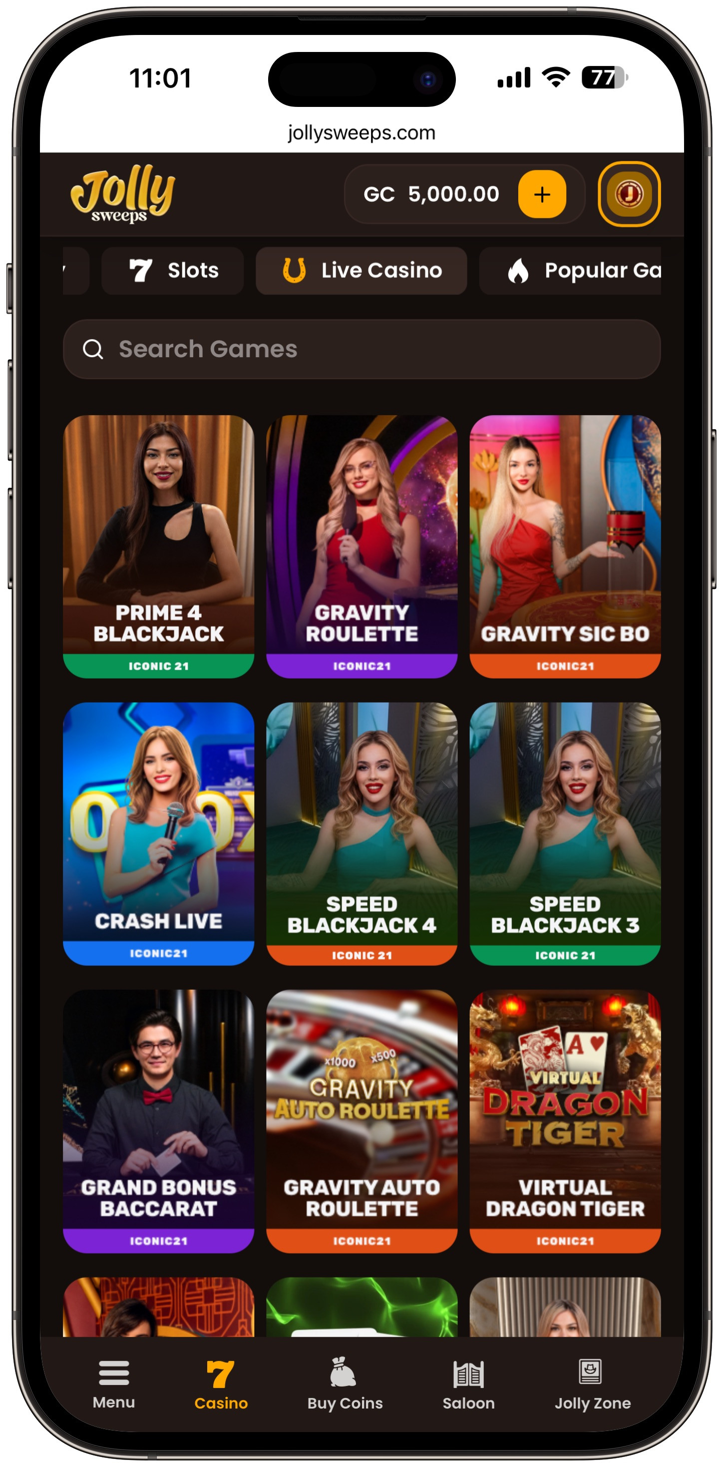 Jolly Sweeps Live Dealers