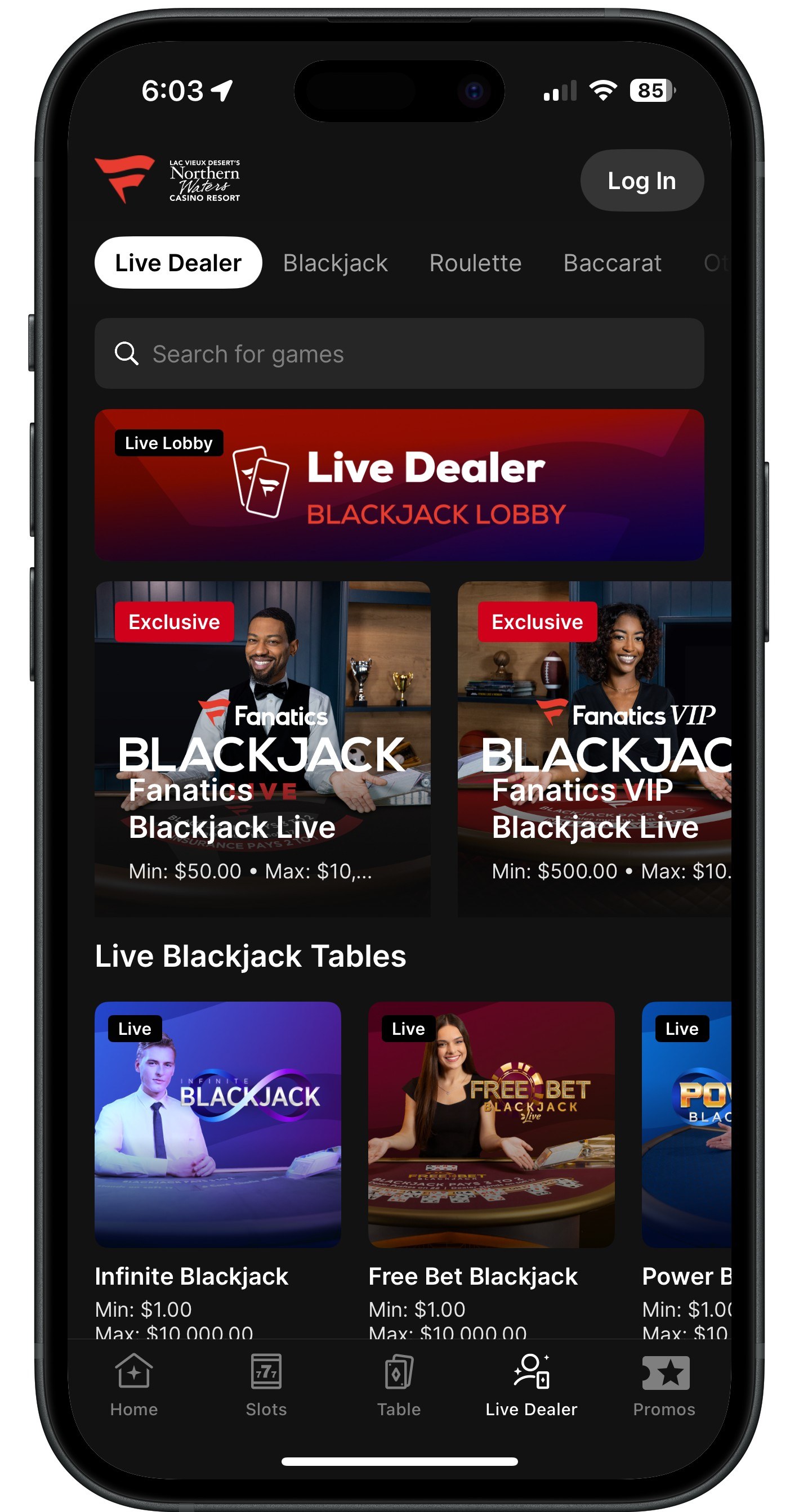 Live Dealer Fanatics Casino