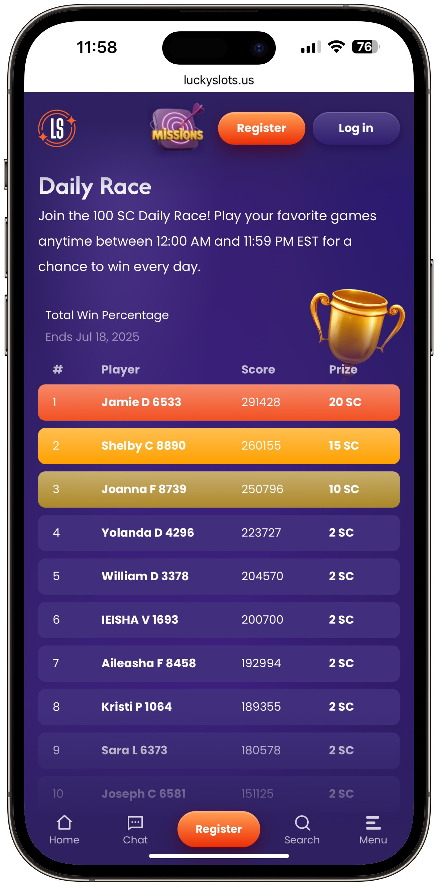 Lucky Slots Daily Race