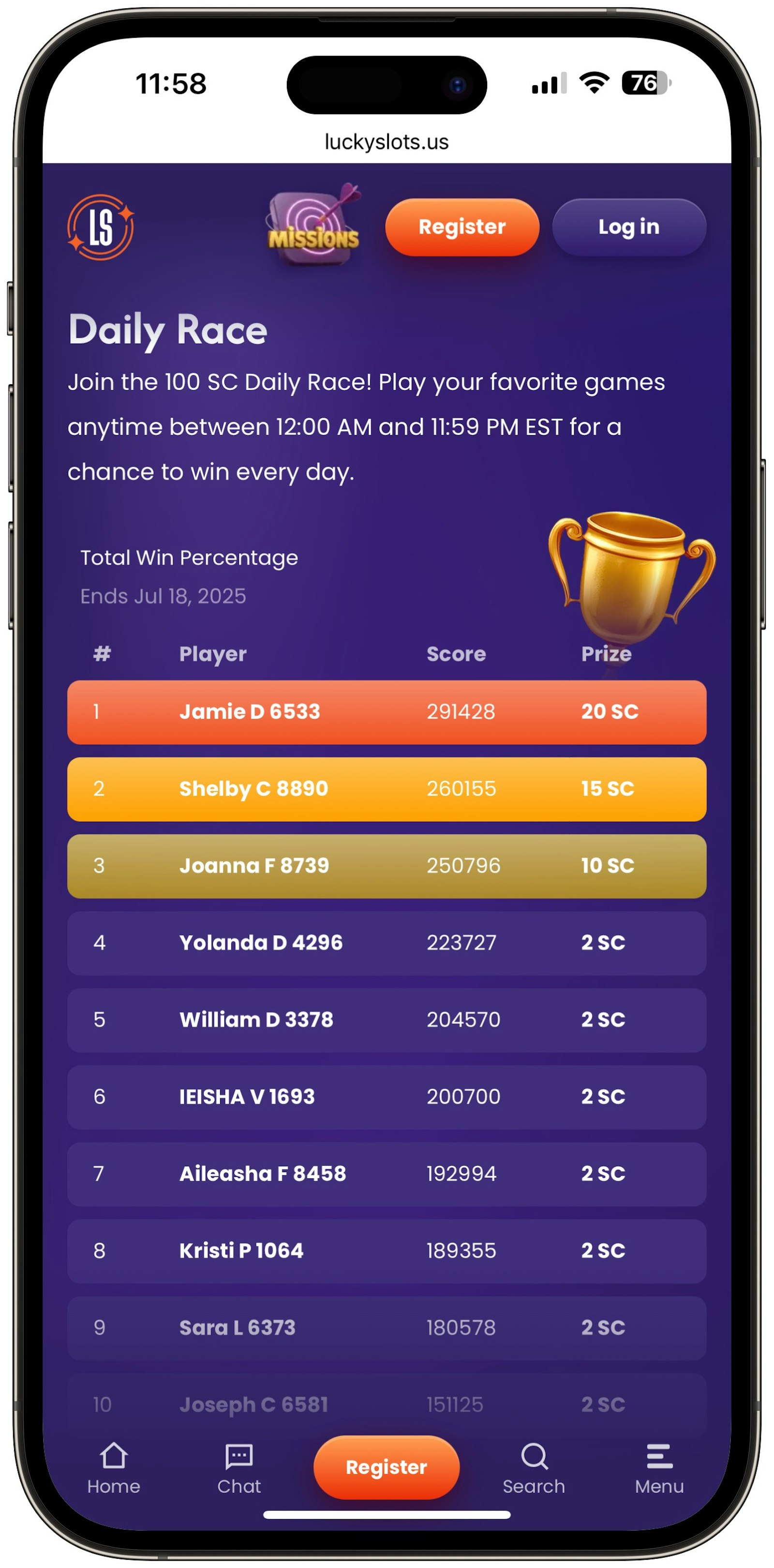 Lucky Slots Daily Race