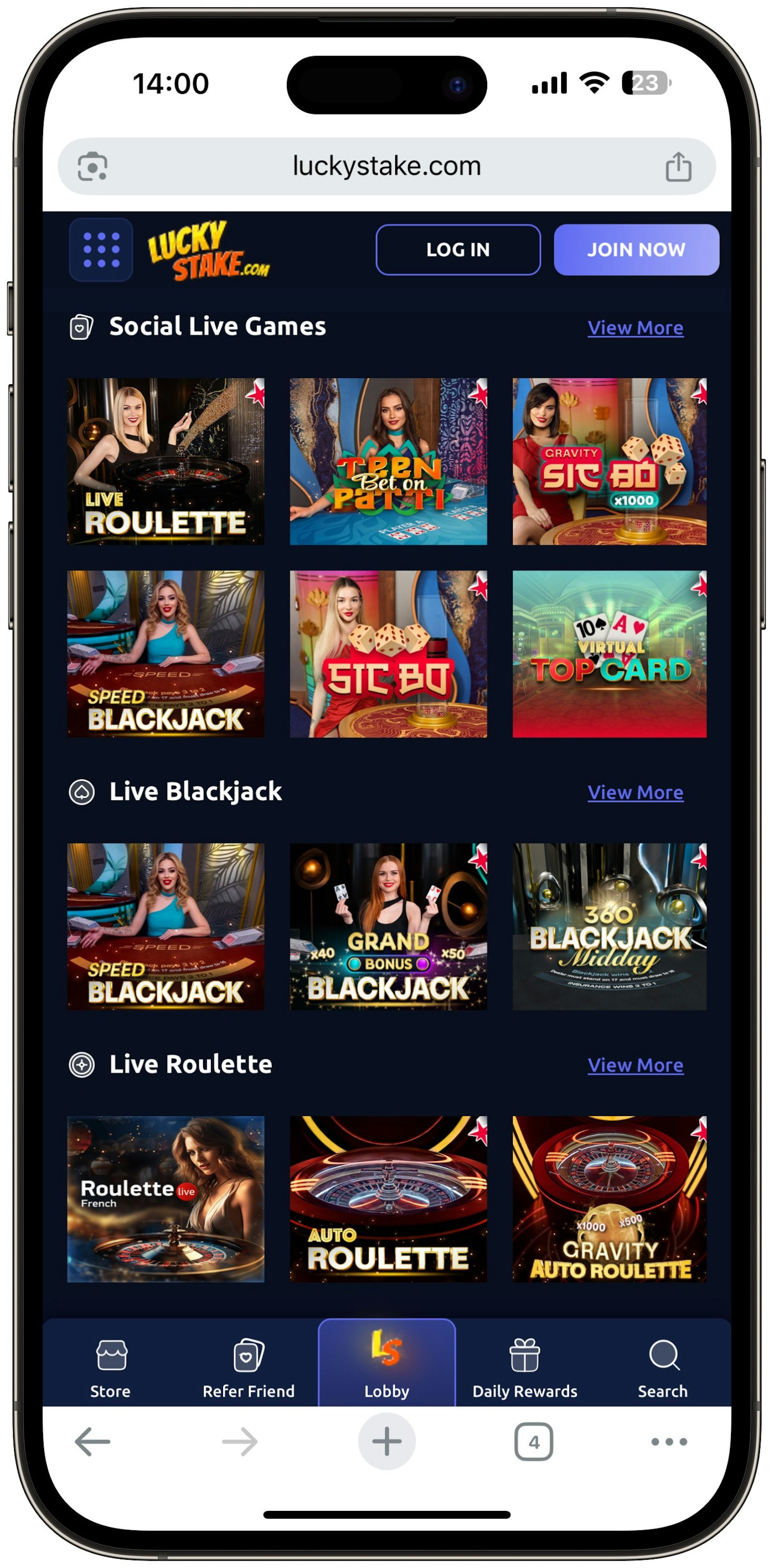 Luckystake Social Live Games
