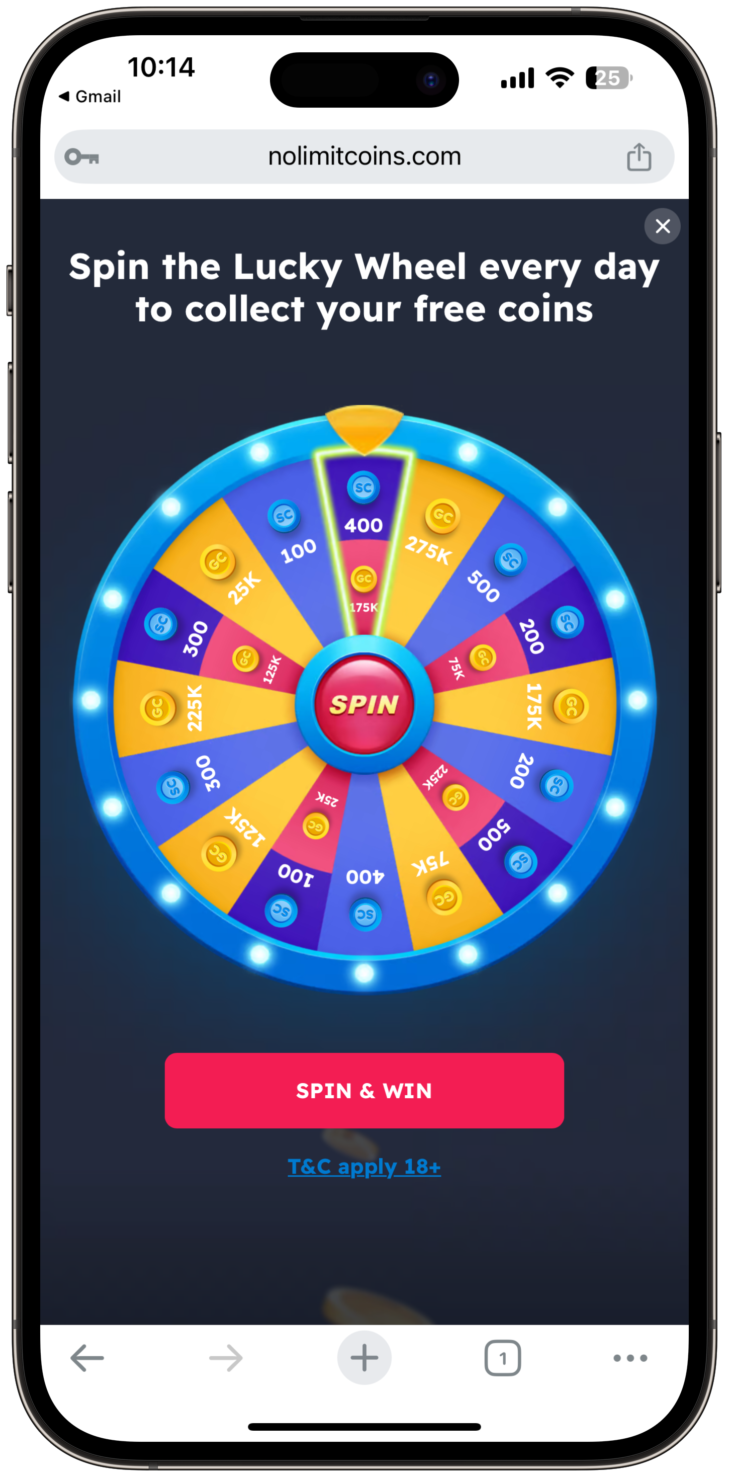 Nolimitcoins Lucky Wheel