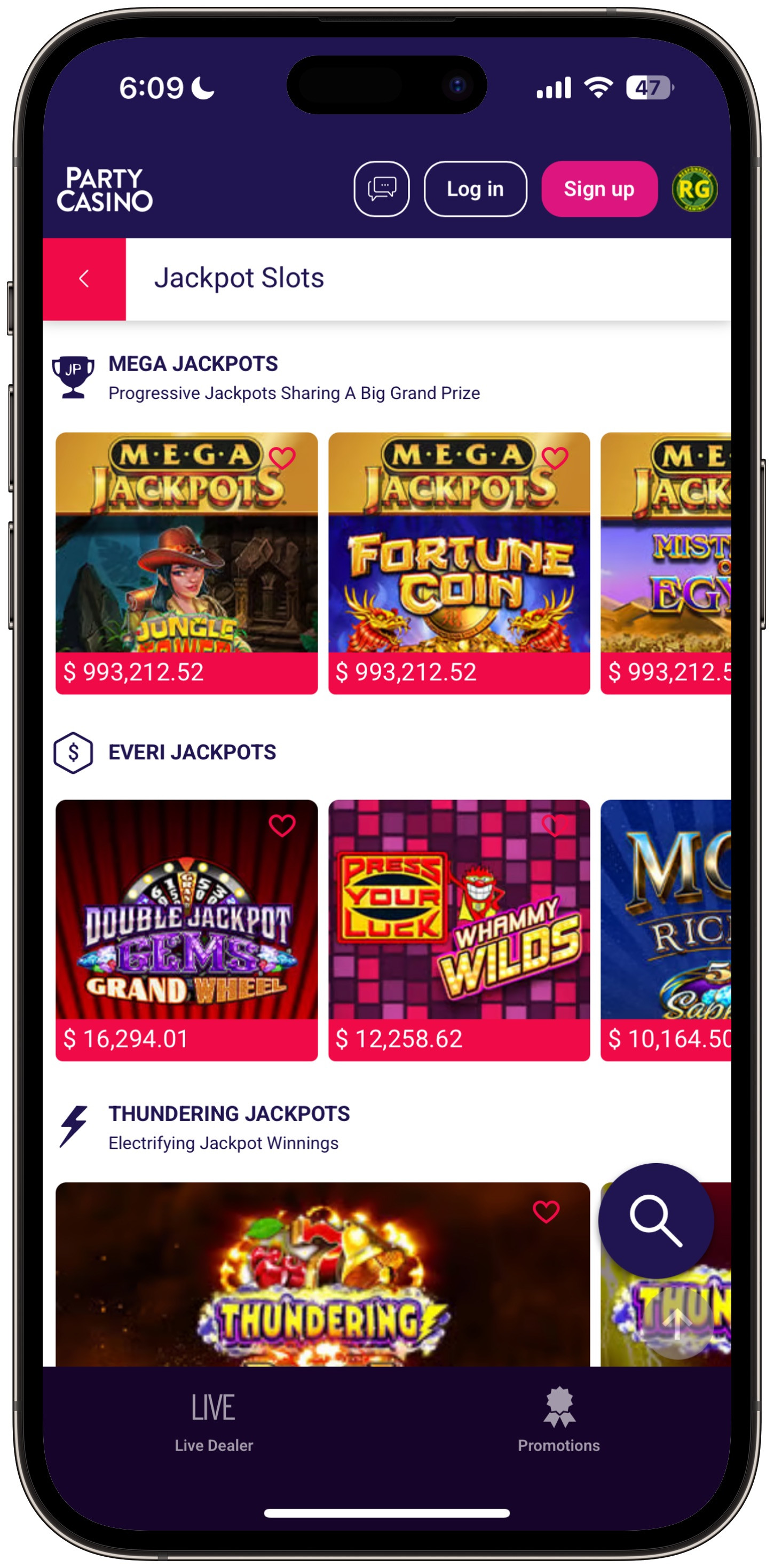 Party Casino Jackpots
