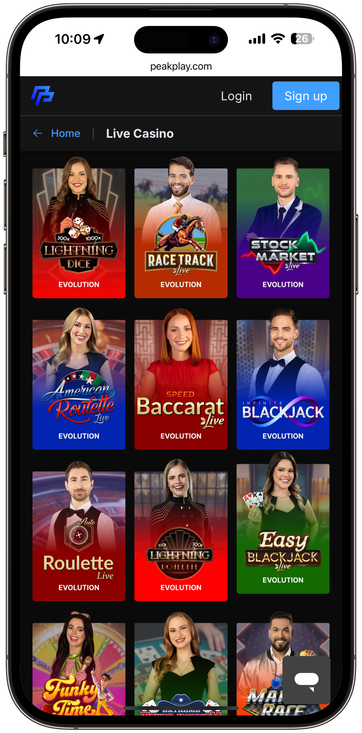 Peakplay Live Casino