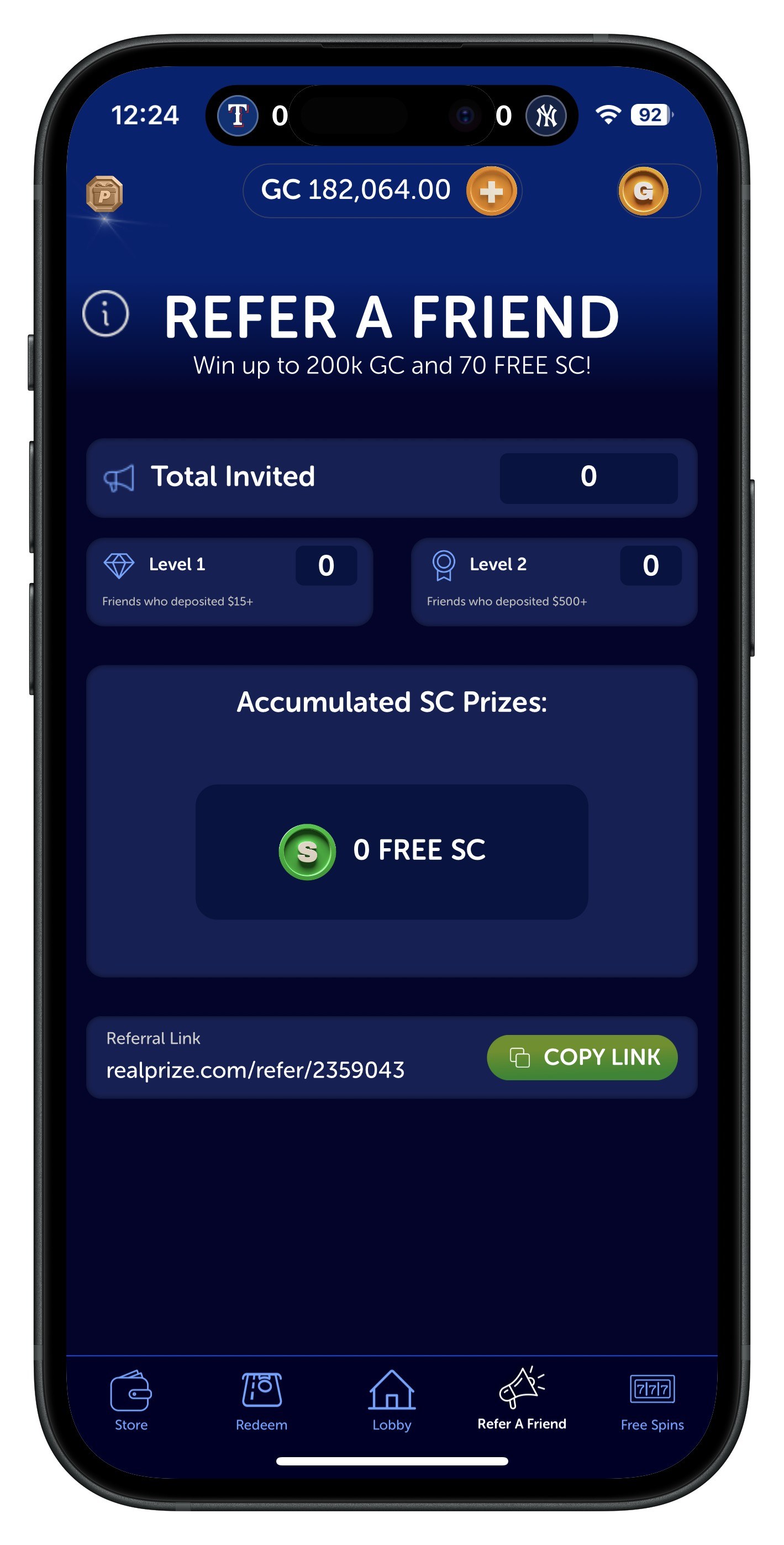 Realprize App Refer a Friend Tracker