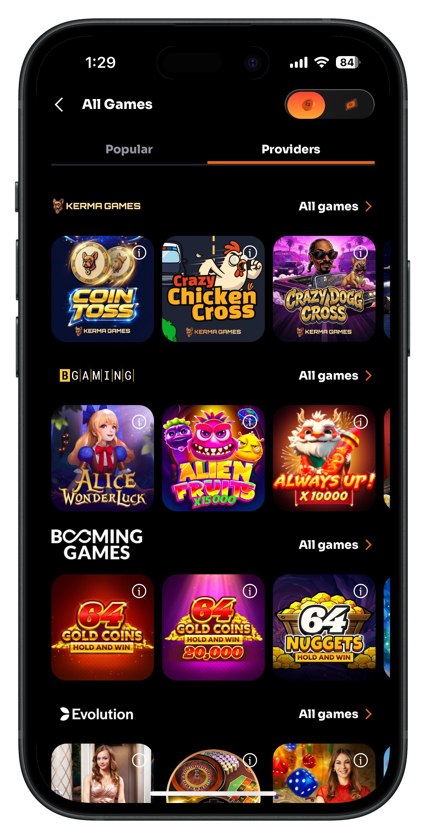 Rebet Casino Providers