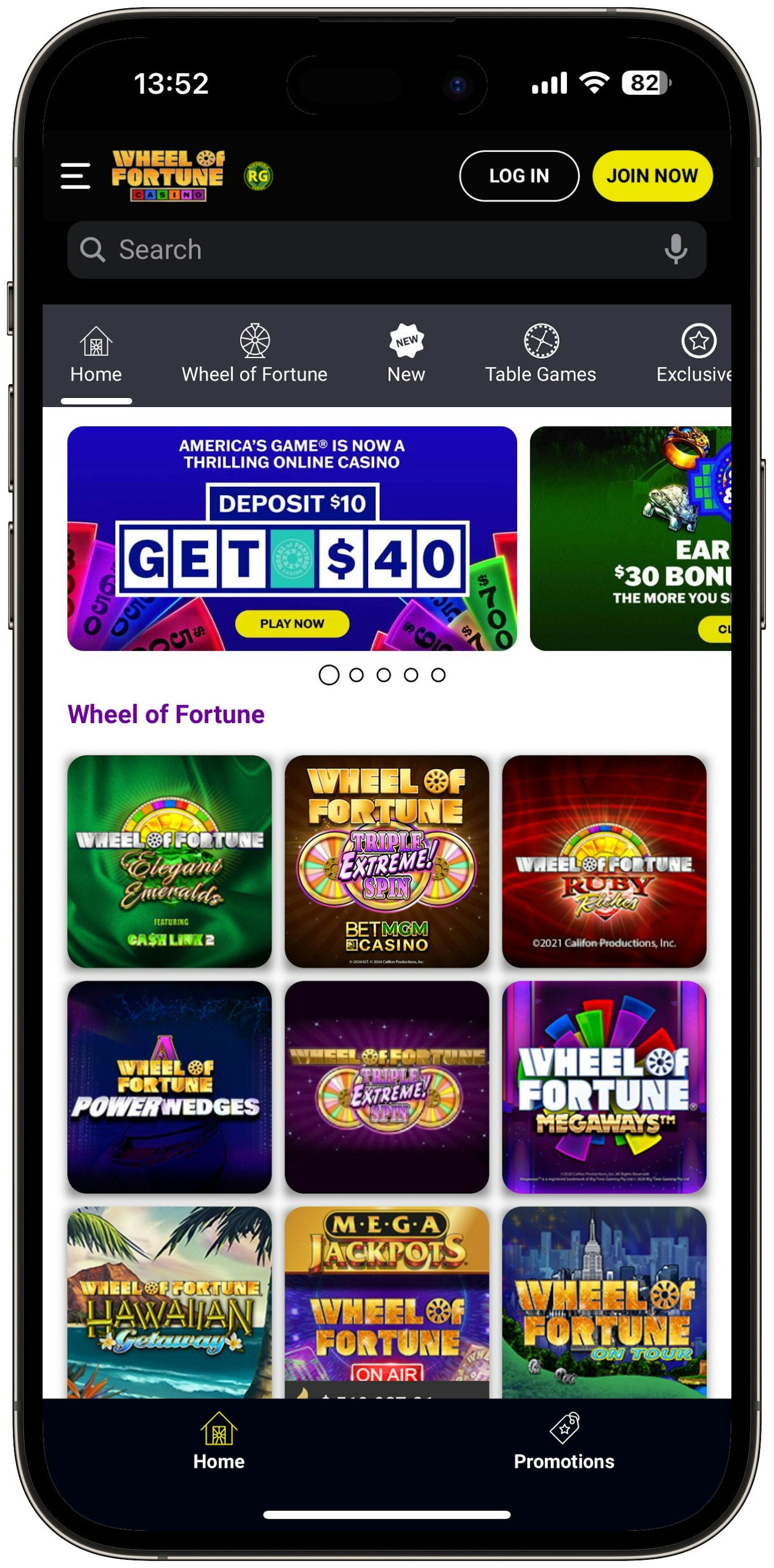 Wheel of Fortune Casino Lobby