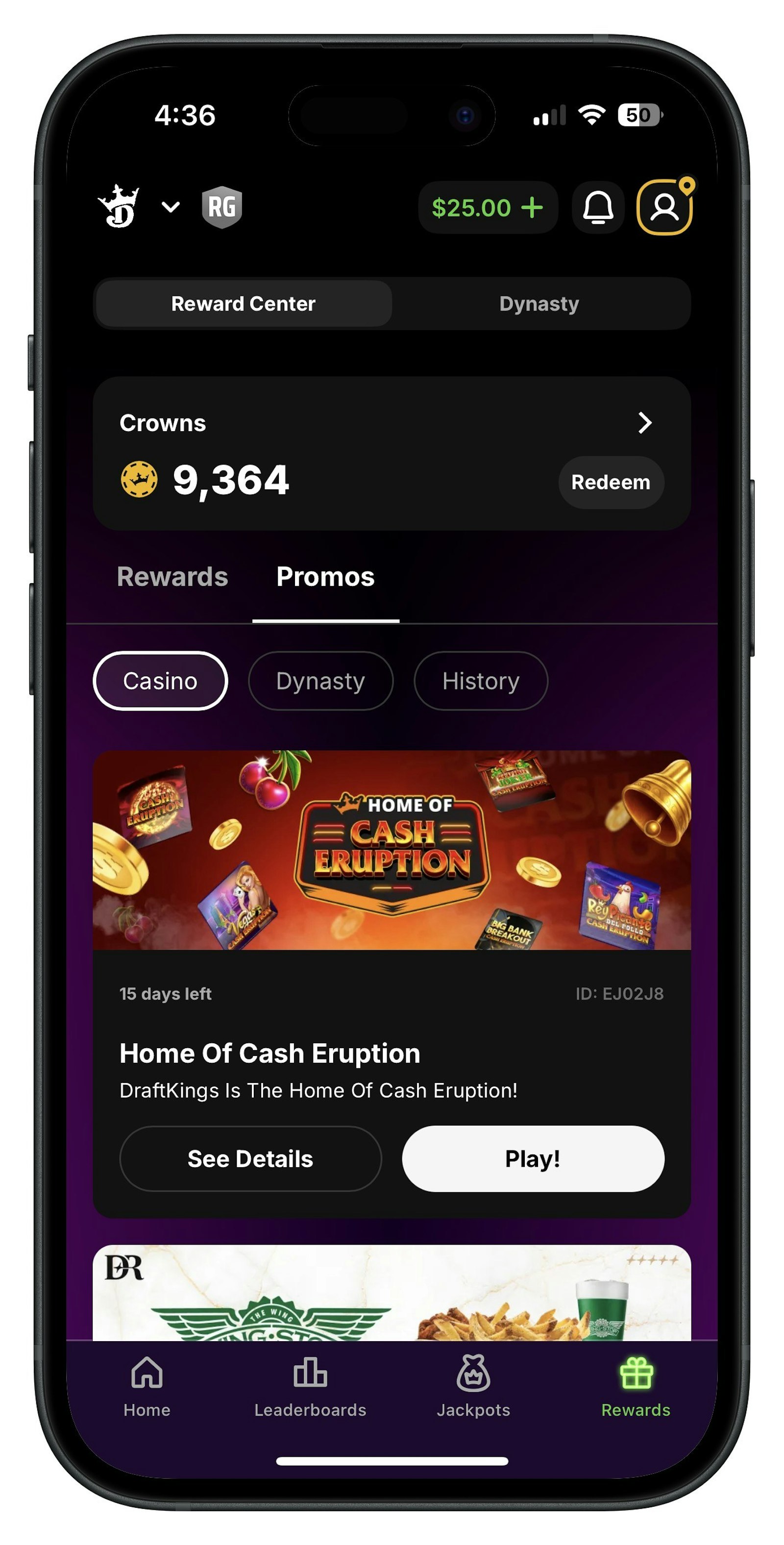 DraftKings Casino rewards