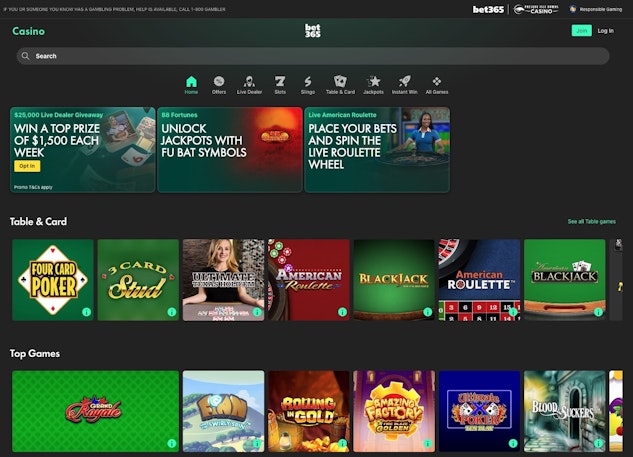 Bet365 Casino Lobby Desktop