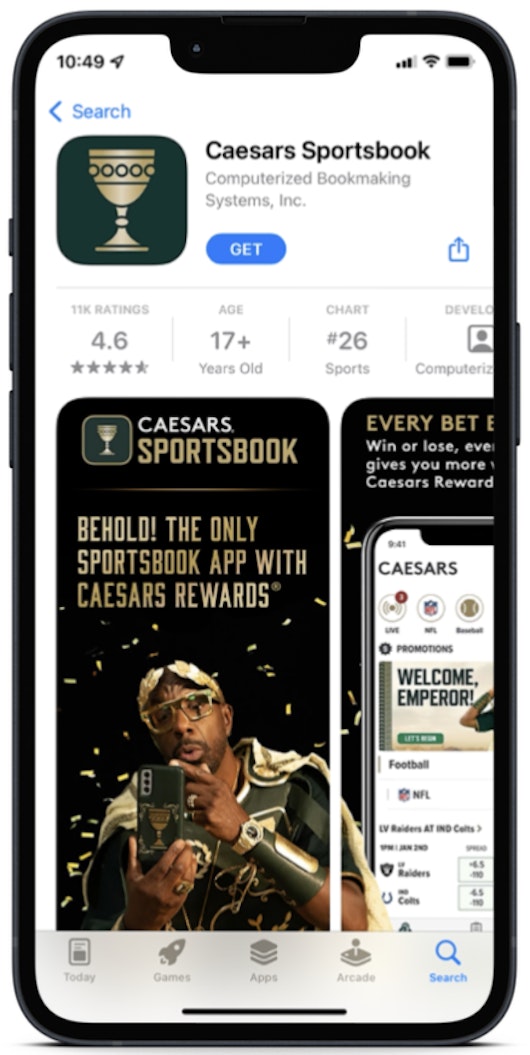 Caesars Sportsbook App Store Mockup 2