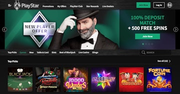 Playstar Casino Homepage Screenshot