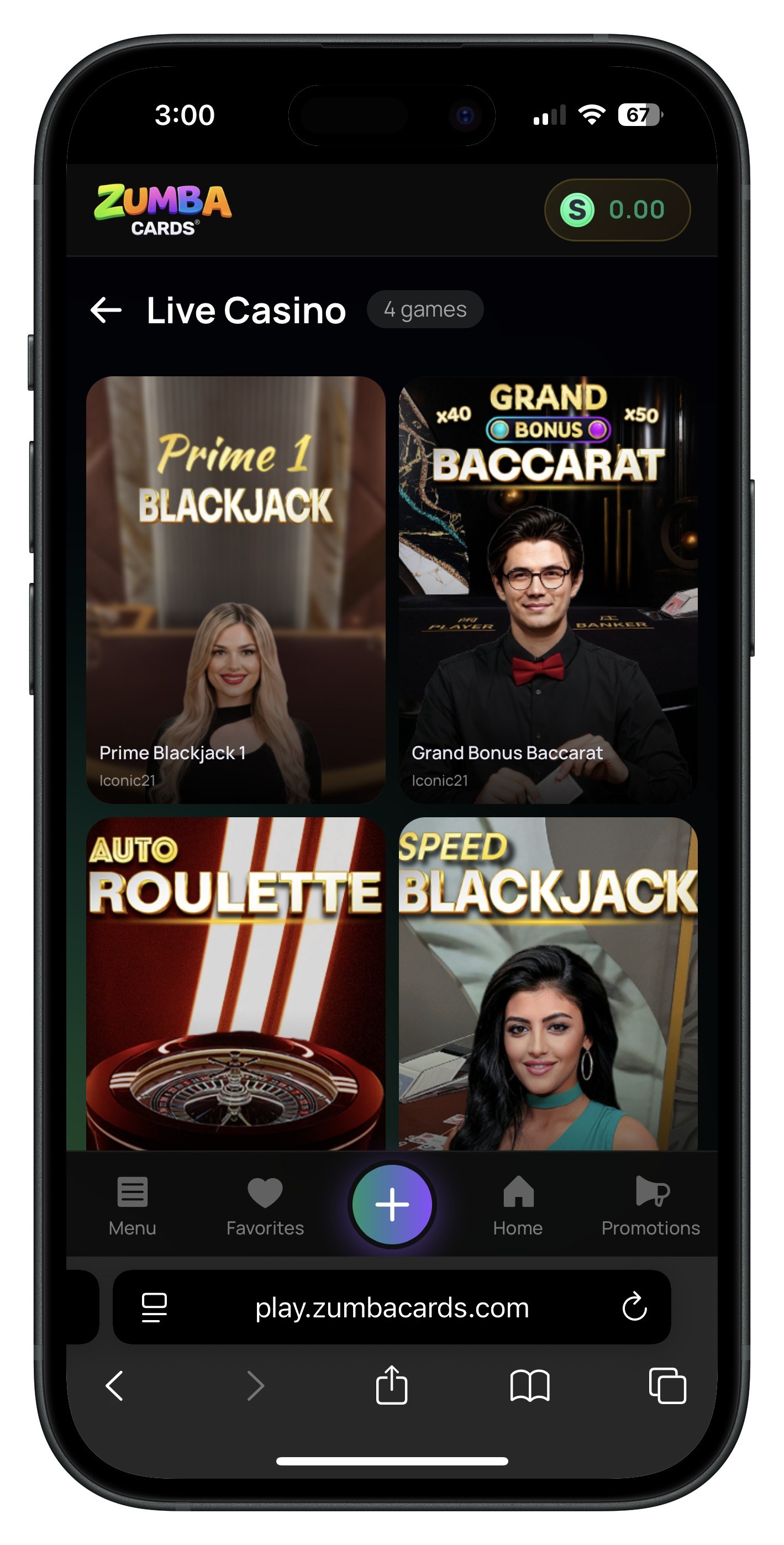 Zumba Cards Live Casino