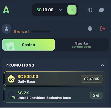 Acebet United Gamblers Race Menu Screenshot