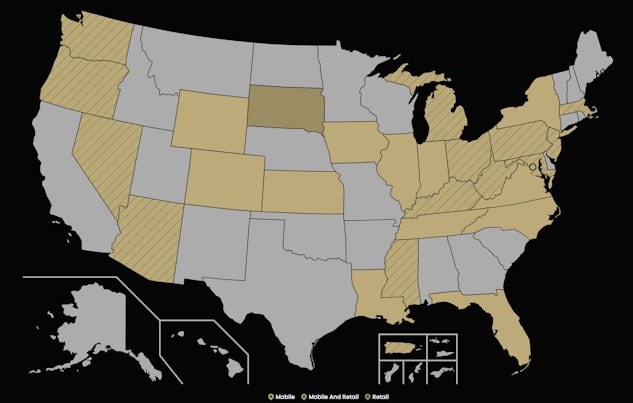 Map of Betmgm legal states 2024