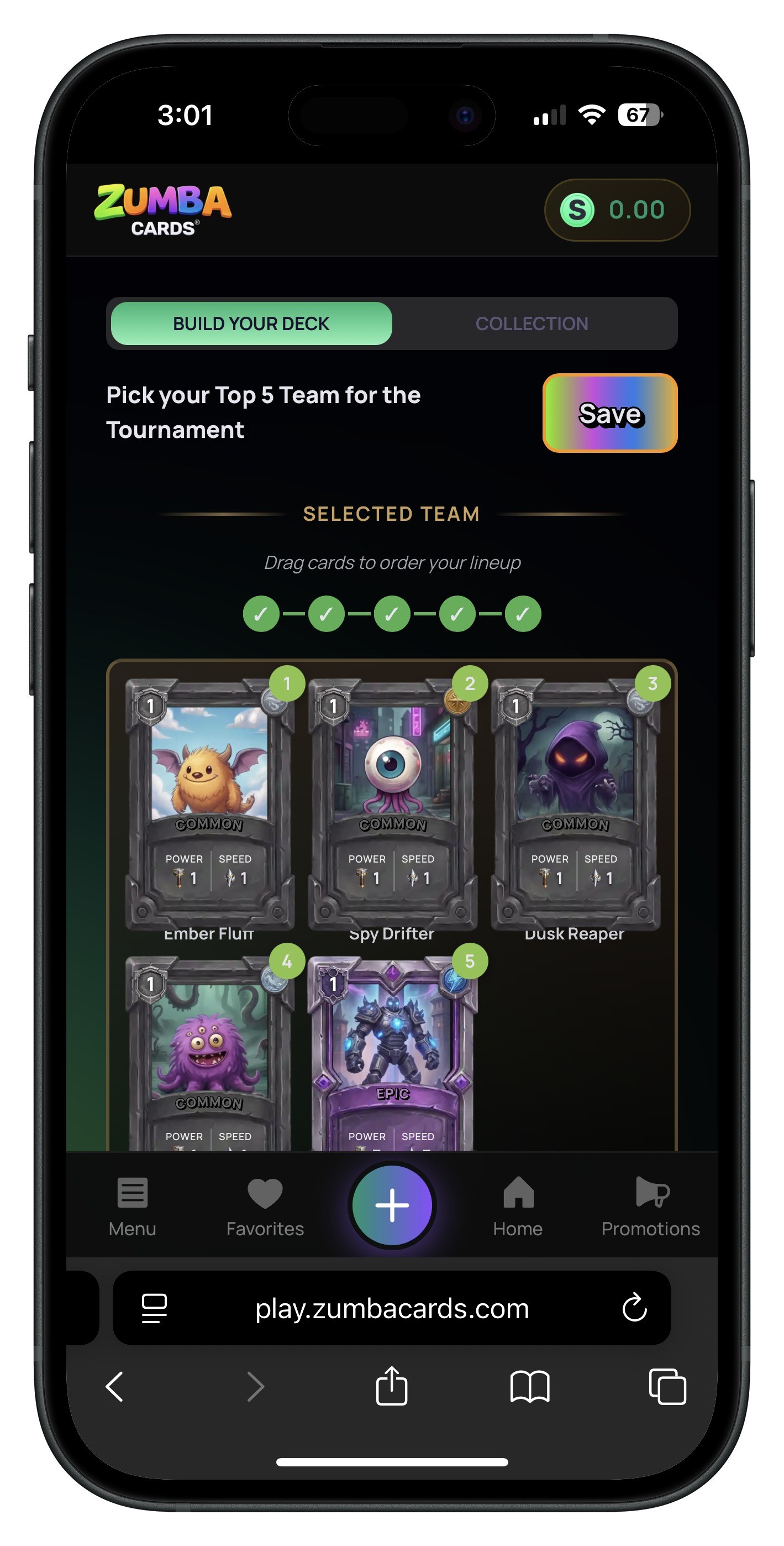 Zumba Cards Card Menu