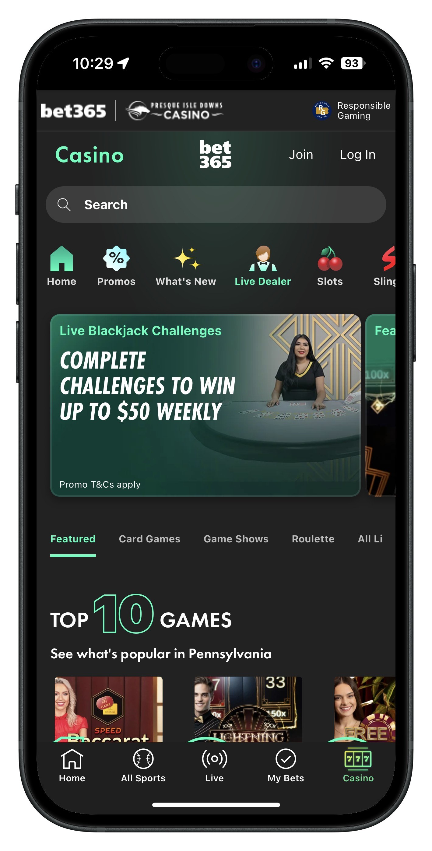 Bet365 Casino App Home